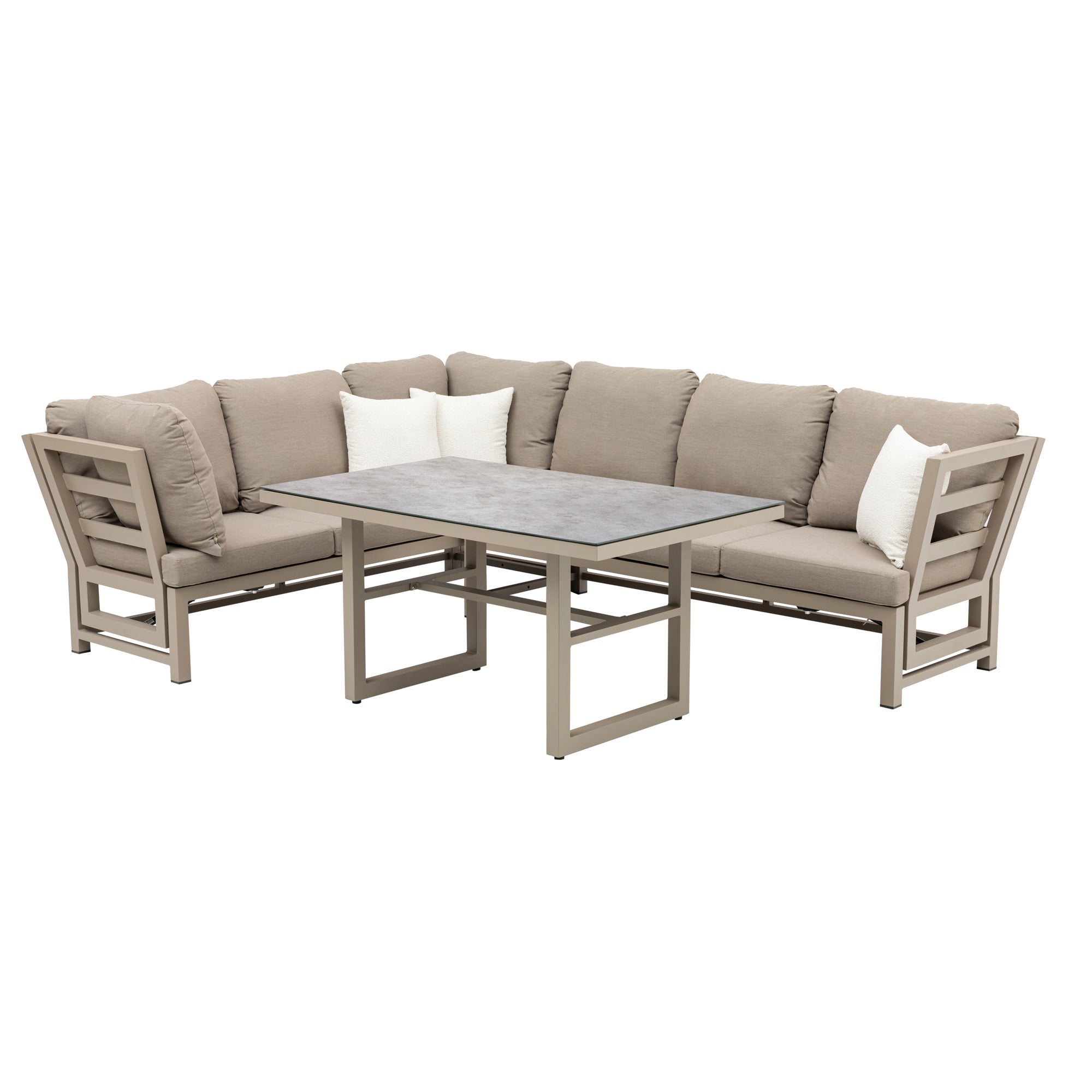 Outdoor Dining Lounge Set Dune 100% wetterfest LIKA-TEX® Bezug in Sand / de luxe Liegefunktion