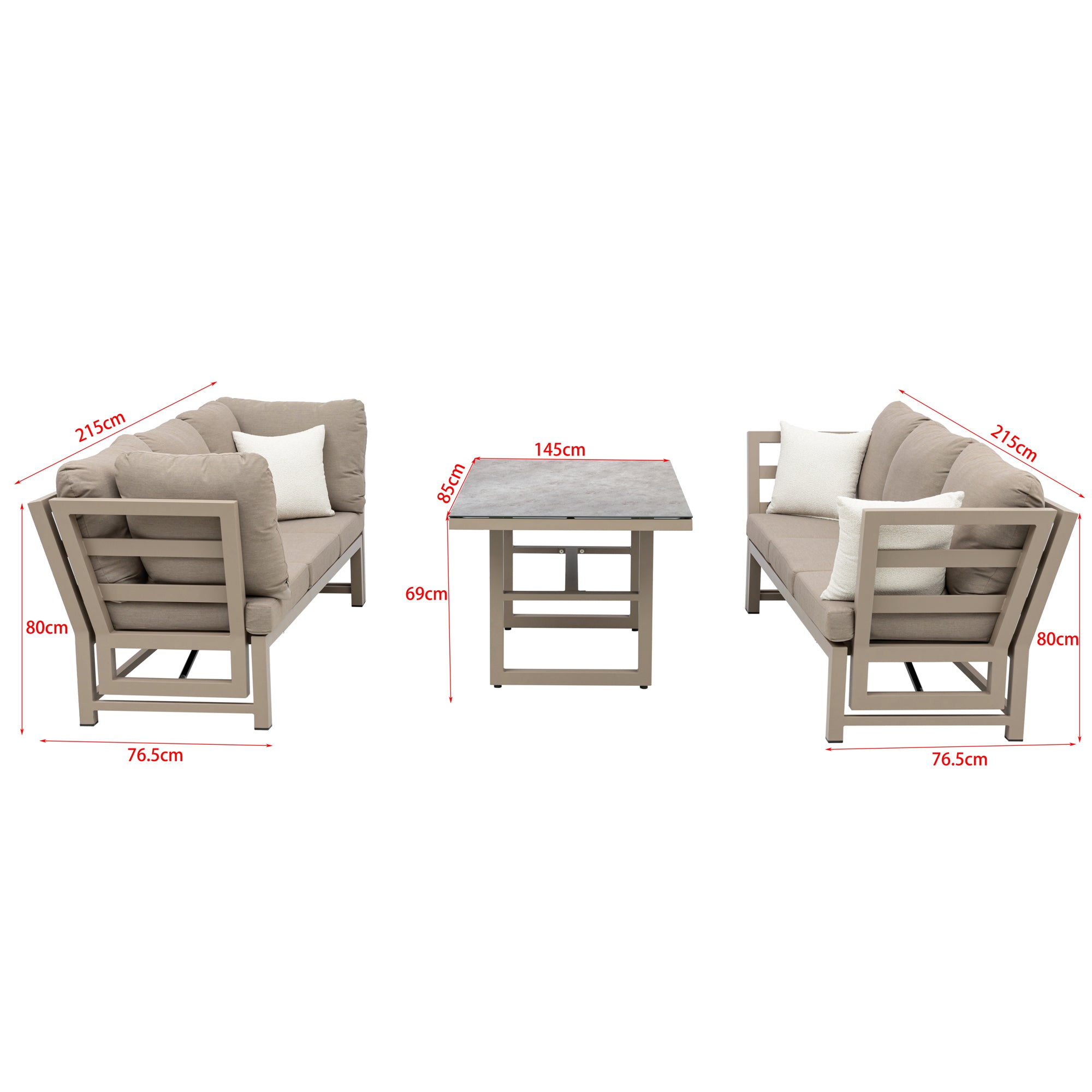 Outdoor Dining Lounge Set Dune 100% wetterfest LIKA-TEX® Bezug in Sand / de luxe Liegefunktion