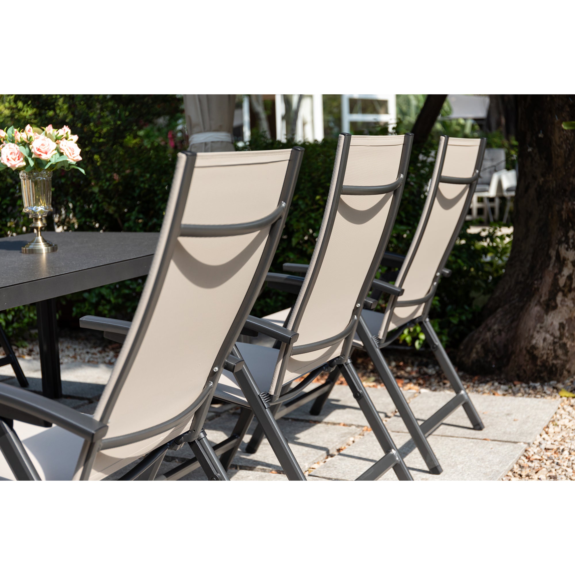 Premium Klappsessel Avantage anthrazit / mocca - mehrfach verstellbar / bis 150 KG