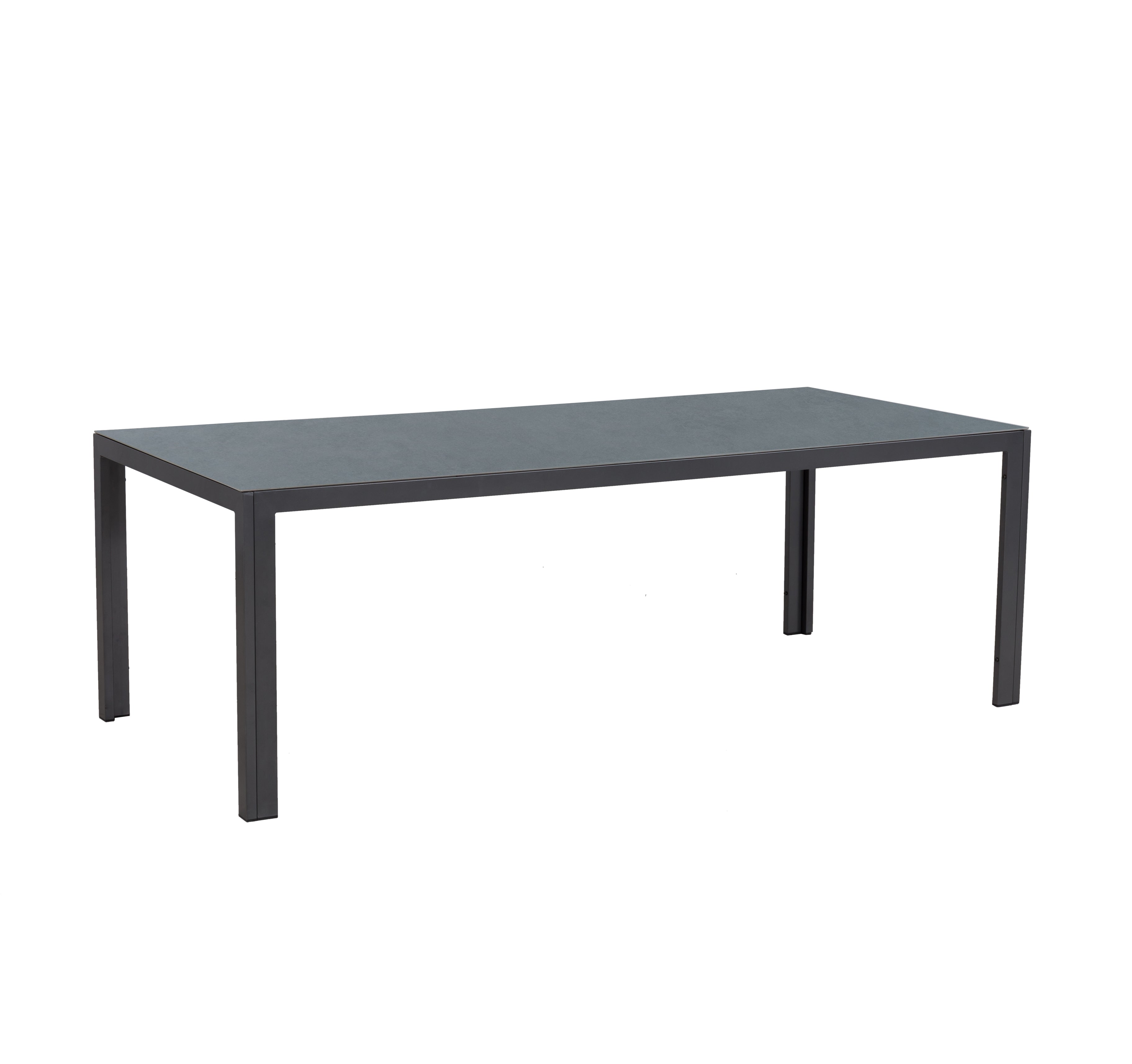 Aluminium Dining Tisch Luna Stellar 220 x 100 x 74cm grau / Dekorglas Tischplatte