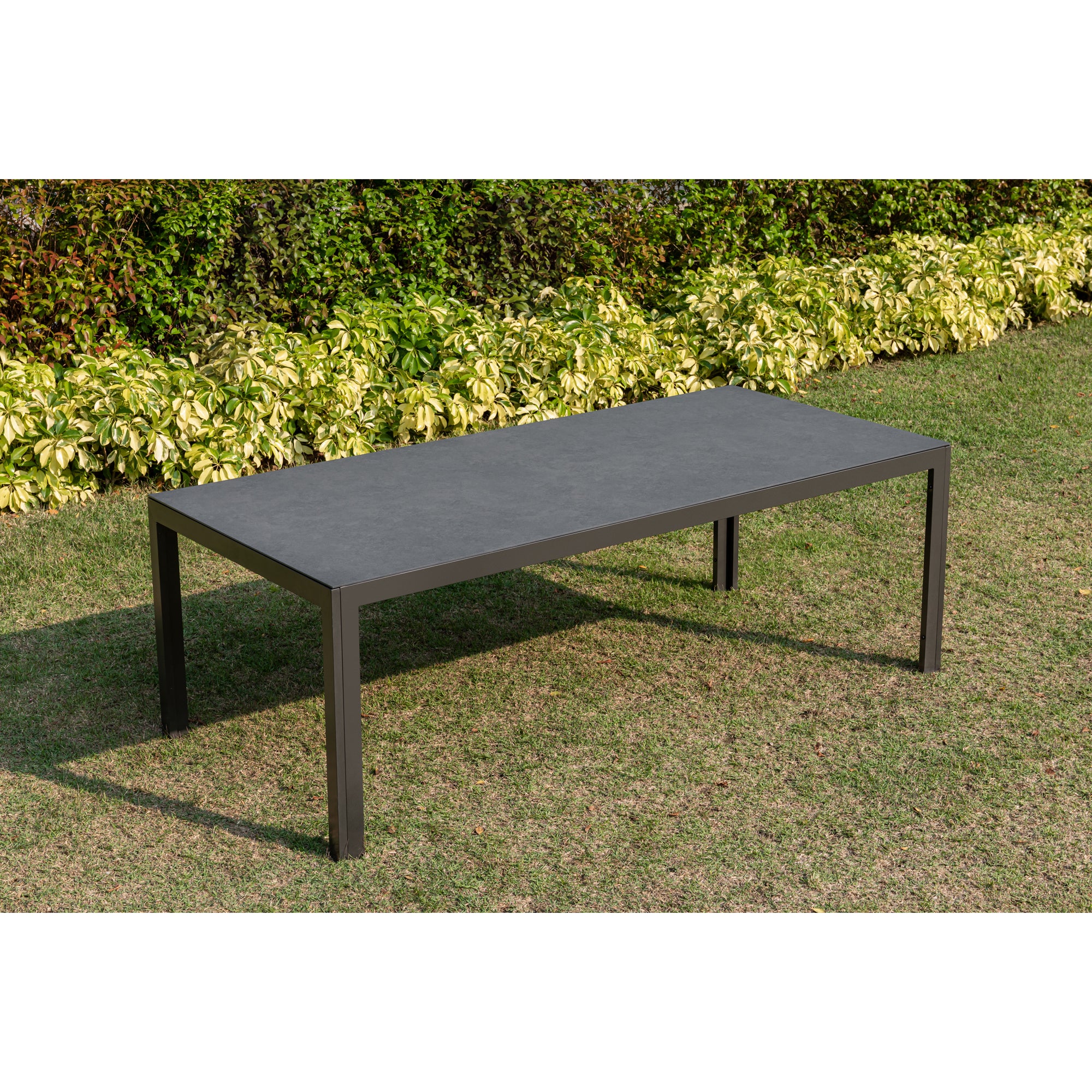☀️Summer Deal !☀️ Aluminium Dining Tisch Luna Stellar 220 x 100 x 74cm grau / Dekorglas Tischplatte