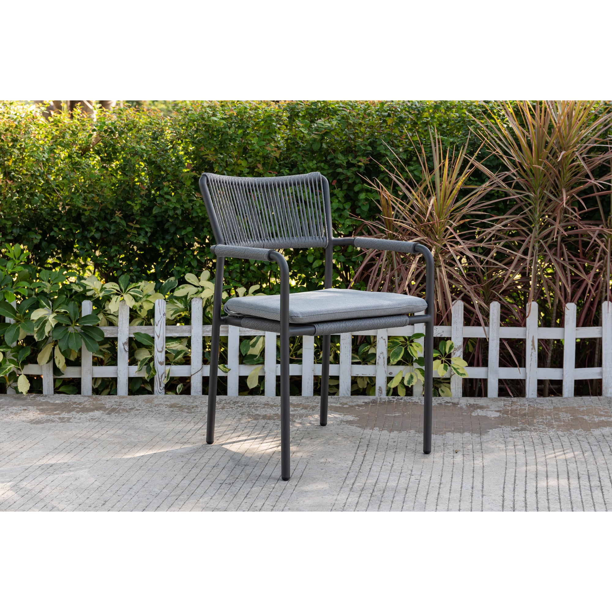 ☀️Summer Deal !☀️ 13 tlg. Premium Essgruppe Madri Nero / 6x Stapelsessel & Sintered Stone Ausziehtisch
