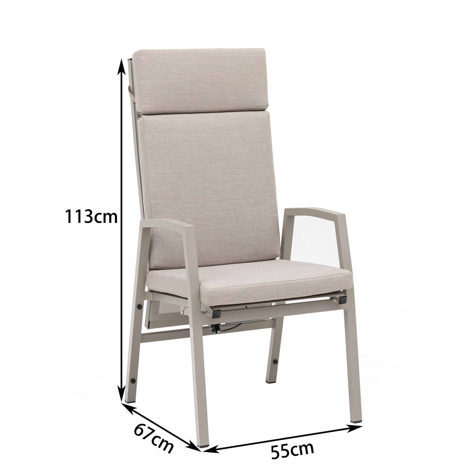 Superior Aluminium Dining Move Sessel Arctic nature / Rücken verstellbar passend zu der Tischserie Madri