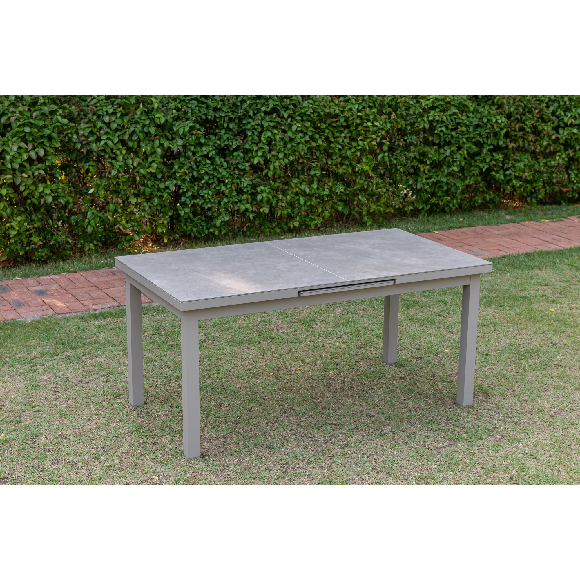 Premium Dining Ausziehtisch Madri Aluminium Gestell kombiniert mit einer Sintered Stone Tischplatte 167/217 x 90 x 77cm