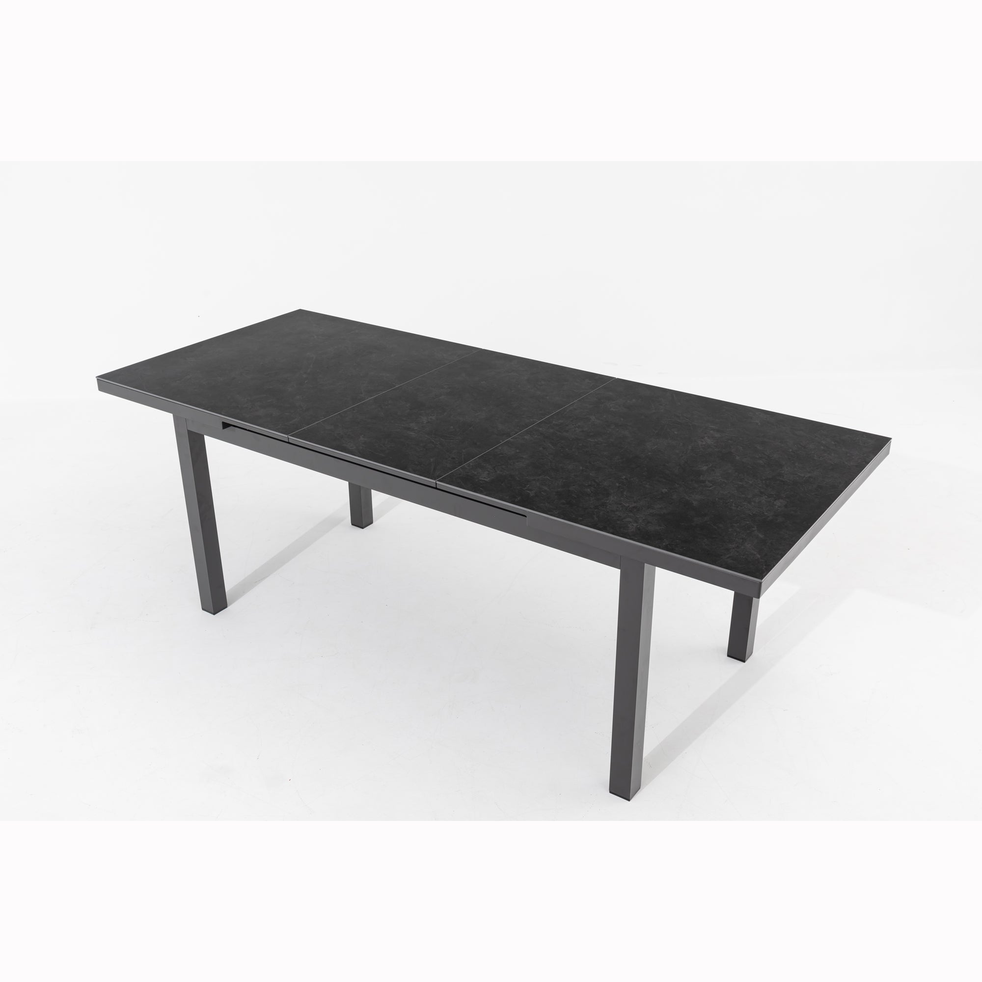 Premium Dining Ausziehtisch Madri Nero Aluminium Gestell kombiniert mit einer Sintered Stone Tischplatte 167/217 x 90 x 77cm