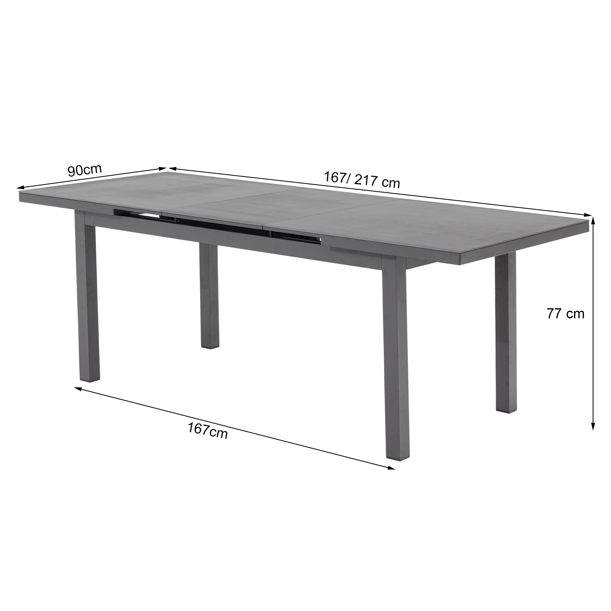 *WOCHENKNALLER* Premium Dining Ausziehtisch Madri Nero Aluminium Gestell kombiniert mit einer Sintered Stone Tischplatte 167/217 x 90 x 77cm