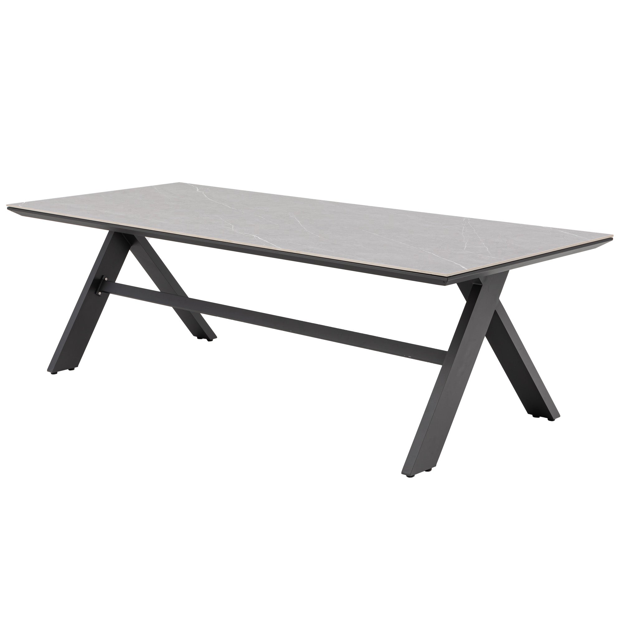 PURE PREMIUM! 9 tlg. Outdoor Dining Set Puro + Avantage XXL - bestehend aus: Tisch Avantage + 8 x Puro Stapelsessel 100% wetterfest LIKA-TEX® Bezug sand