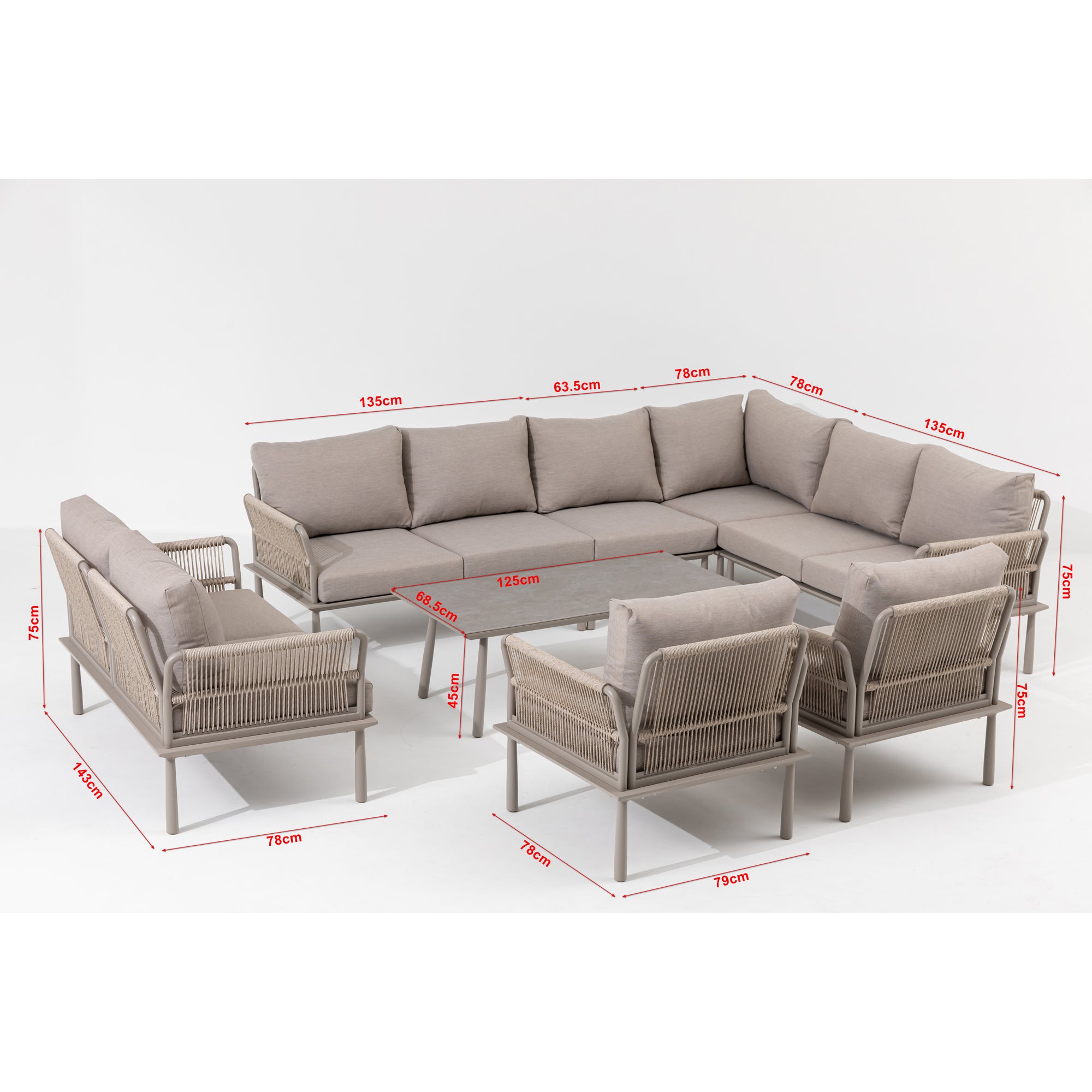 XXL Luxus Aluminium Lounge Set Madri / Wetterfest, Hochwertig & Perfektion in ihrer schönsten Form