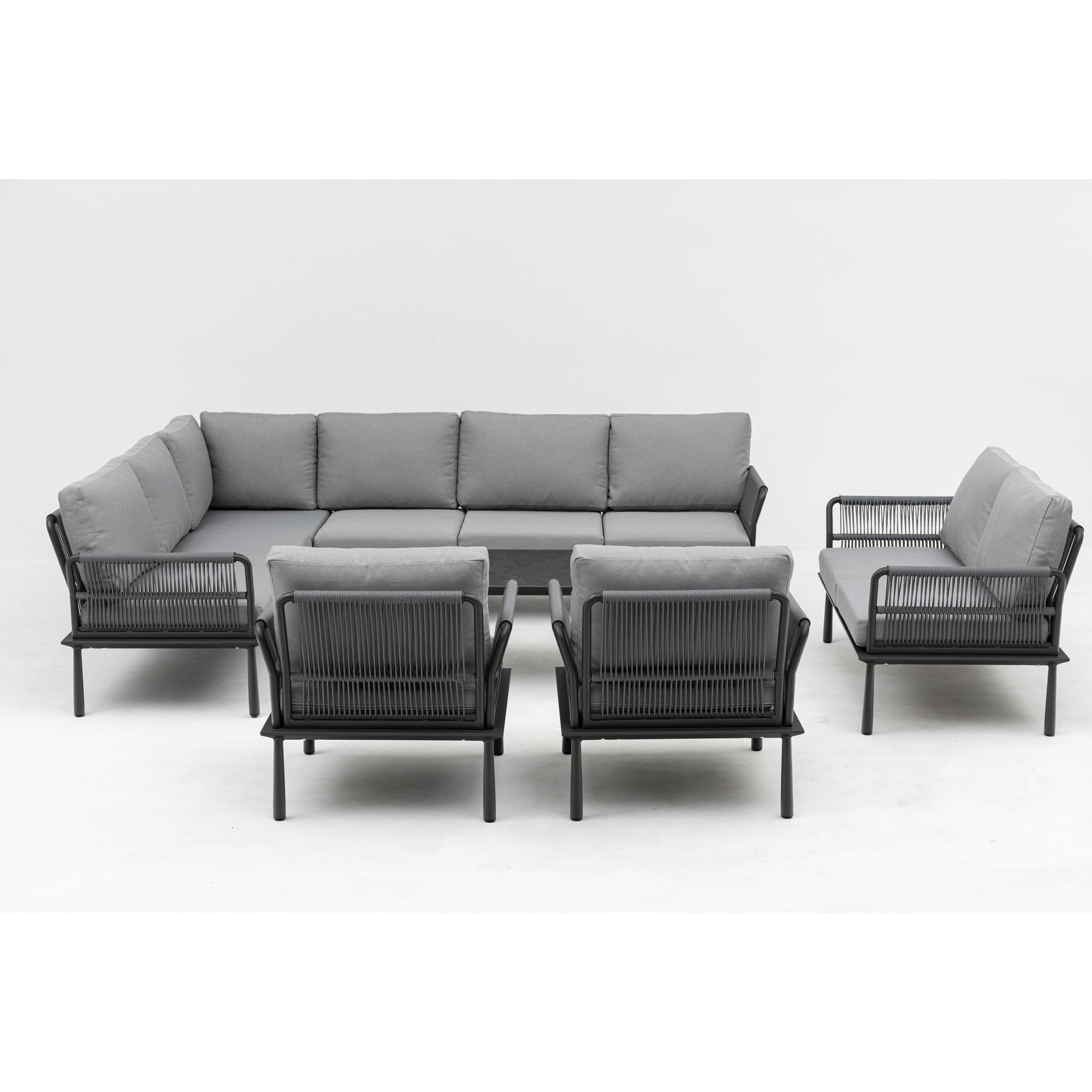 XXL Luxus Aluminium Lounge Set Madri Nero / Wetterfest, Hochwertig & Perfektion in ihrer schönsten Form