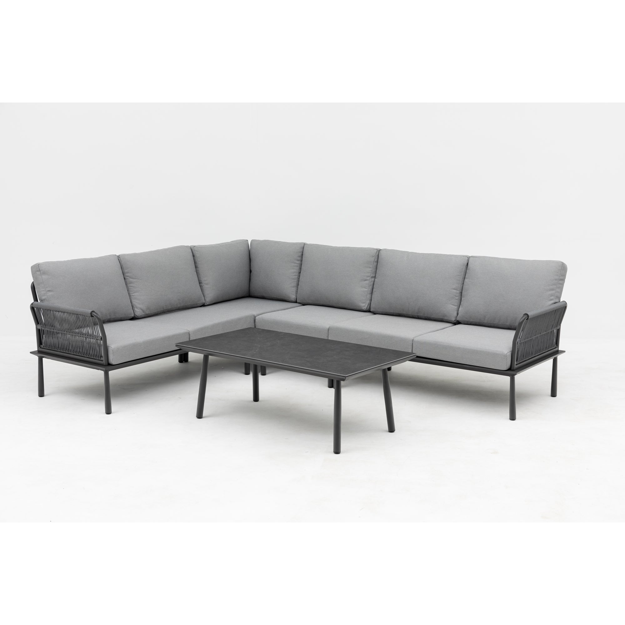 XXL Luxus Aluminium Lounge Set Madri Nero / Wetterfest, Hochwertig & Perfektion in ihrer schönsten Form