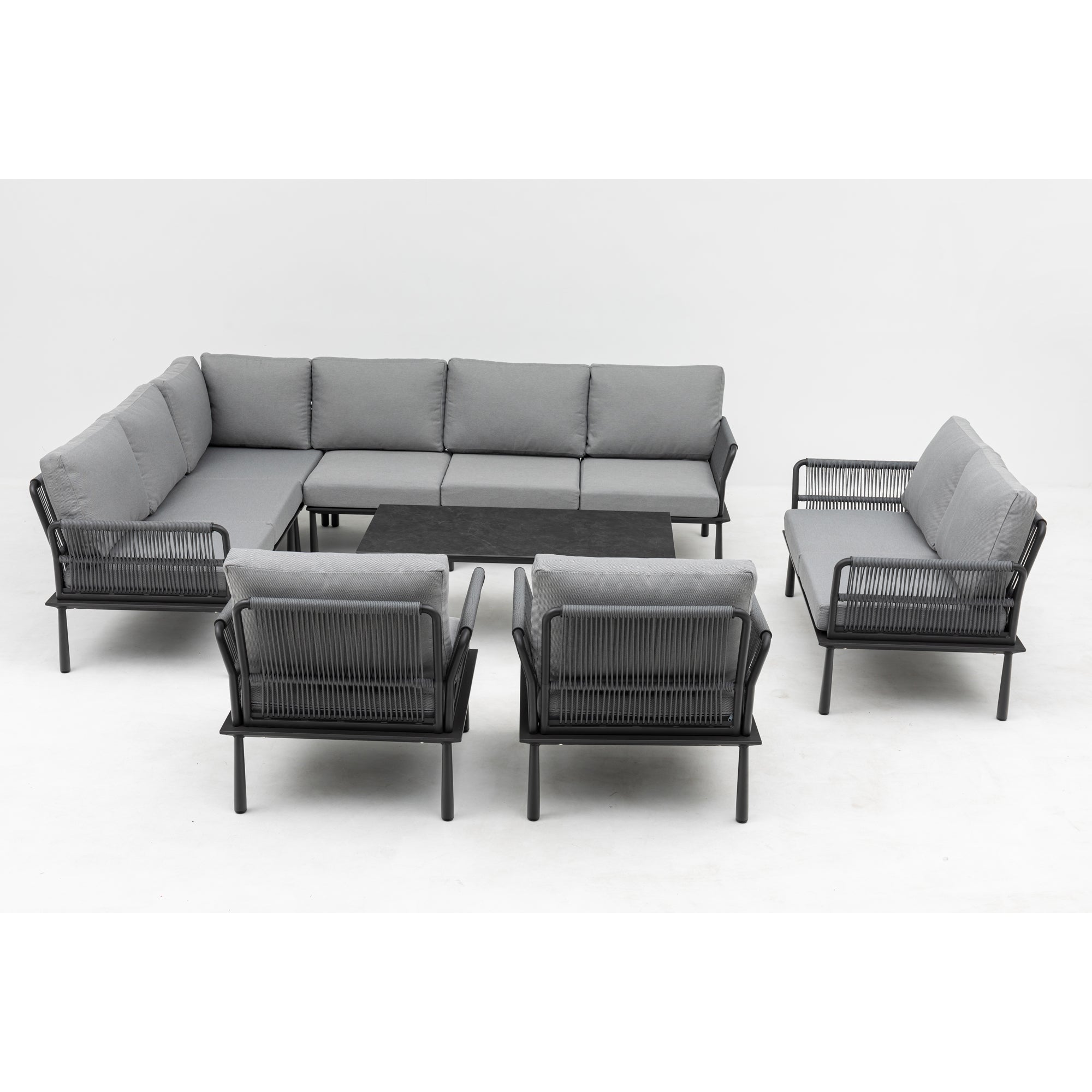 XXL Luxus Aluminium Lounge Set Madri Nero / Wetterfest, Hochwertig & Perfektion in ihrer schönsten Form