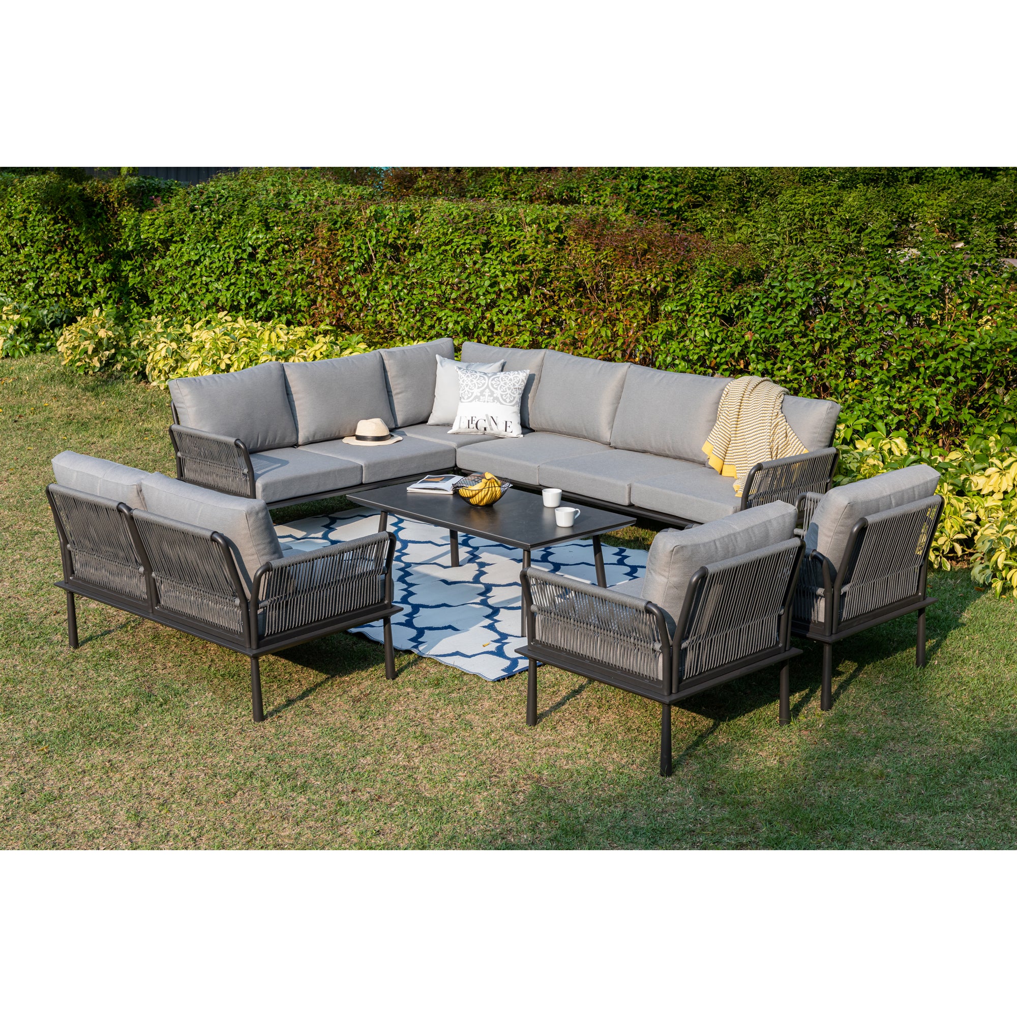 XXL Luxus Aluminium Lounge Set Madri Nero / Wetterfest, Hochwertig & Perfektion in ihrer schönsten Form