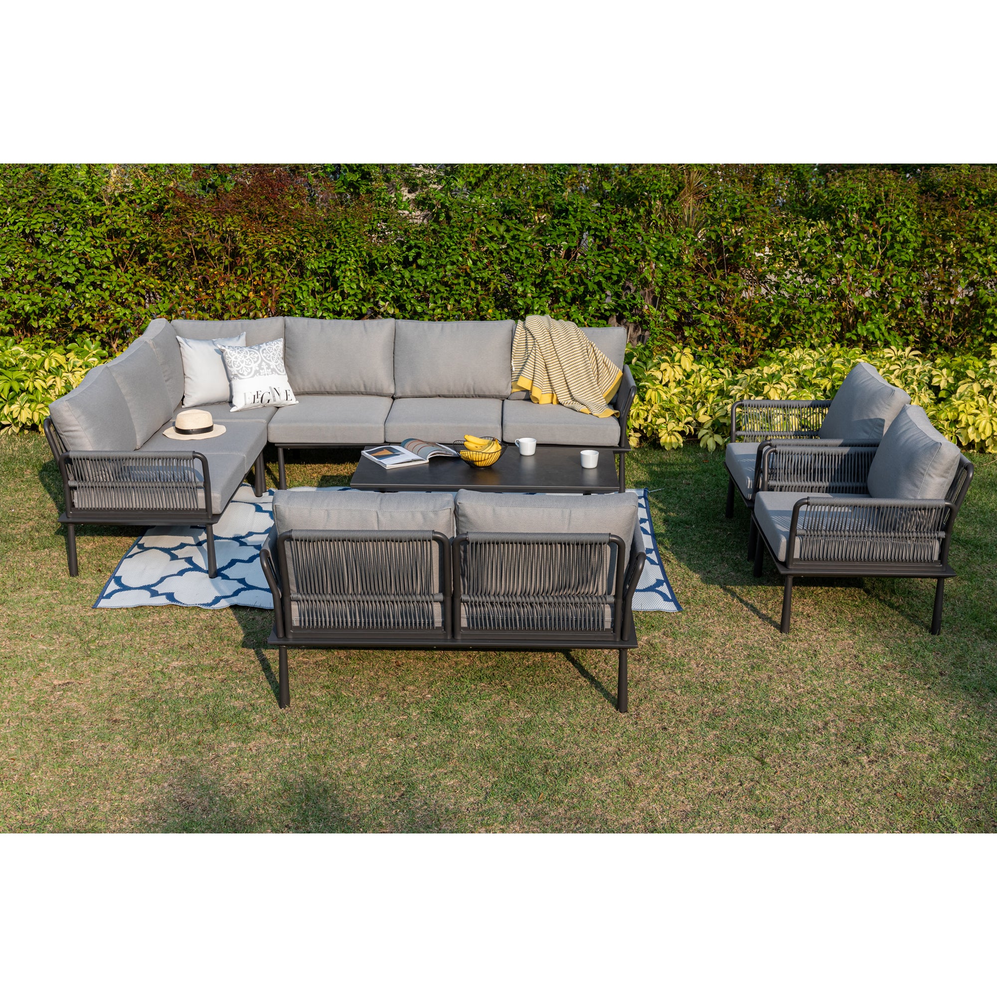 XXL Luxus Aluminium Lounge Set Madri Nero / Wetterfest, Hochwertig & Perfektion in ihrer schönsten Form