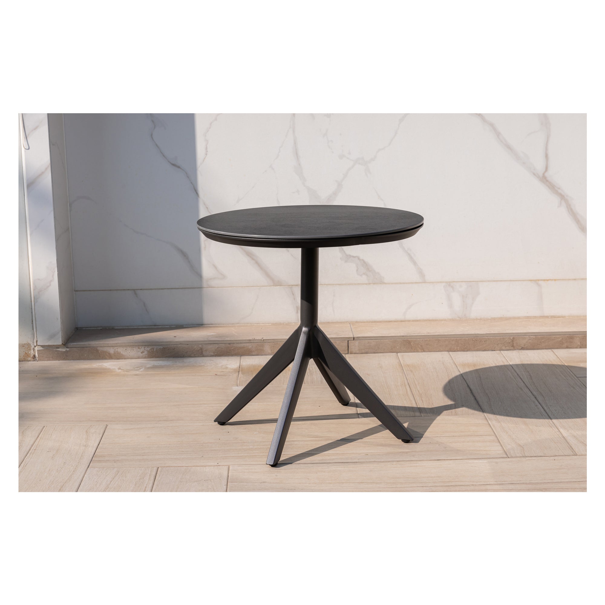Premium Beistelltisch Madri Nero / Aluminium Gestell kombiniert mit Sintered - Stone Tischplatte