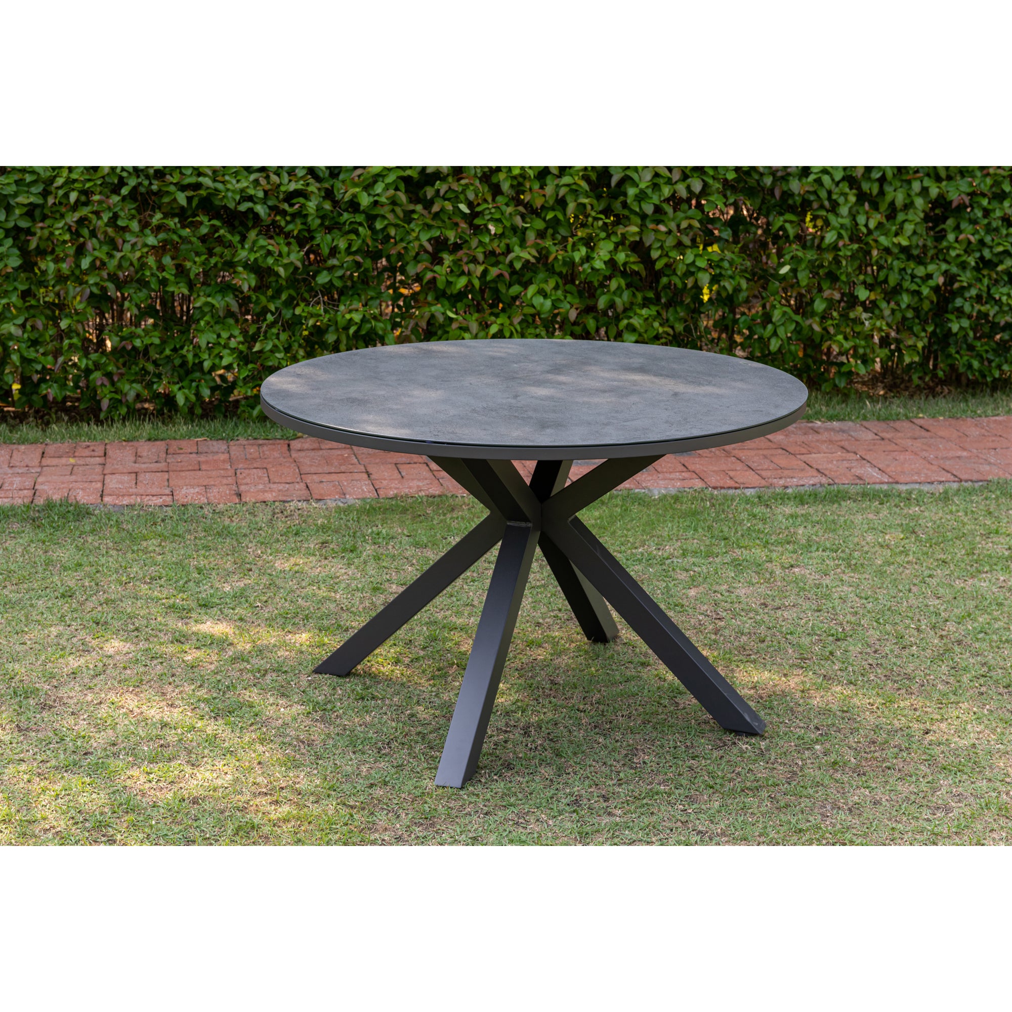 Esstisch Manhattan rund Ø120cm / Aluminium mit einer schönen Dekor Tischplatte