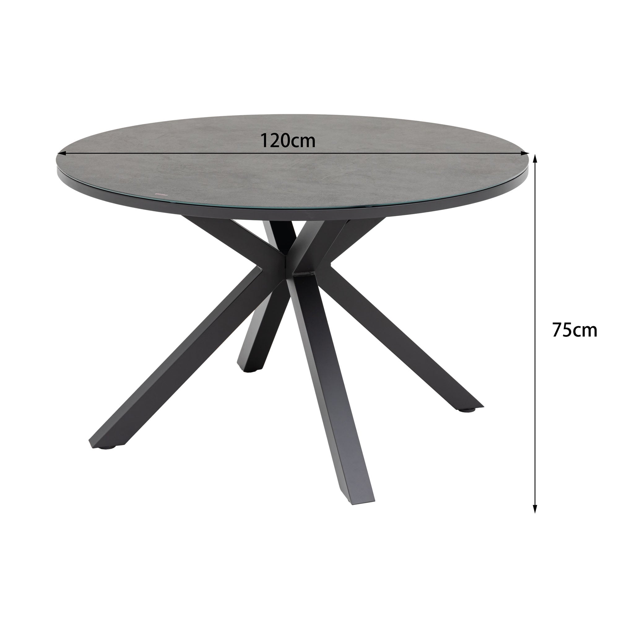Esstisch Manhattan rund Ø120cm / Aluminium mit einer schönen Dekor Tischplatte