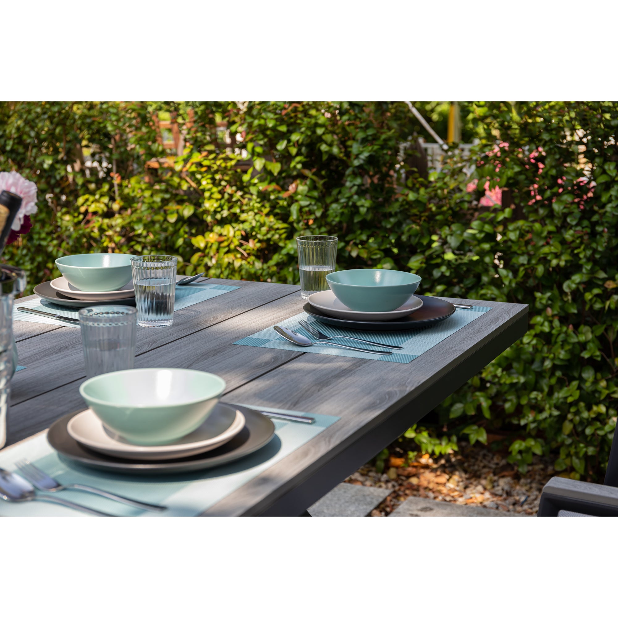 *SO SCHMECKT DER SOMMER!* 7 tlg. Essgruppe Meran shadow grey / Aluminium kombiniert mit Nonwood Royal Grey Look Elementen