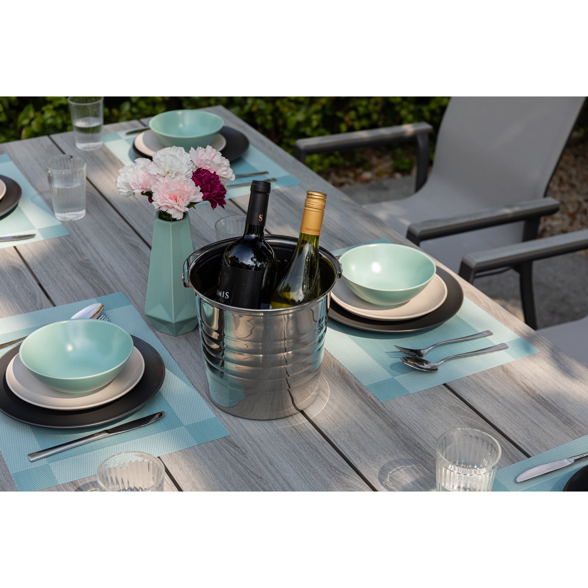 *SO SCHMECKT DER SOMMER!* 7 tlg. Essgruppe Meran shadow grey / Aluminium kombiniert mit Nonwood Royal Grey Look Elementen