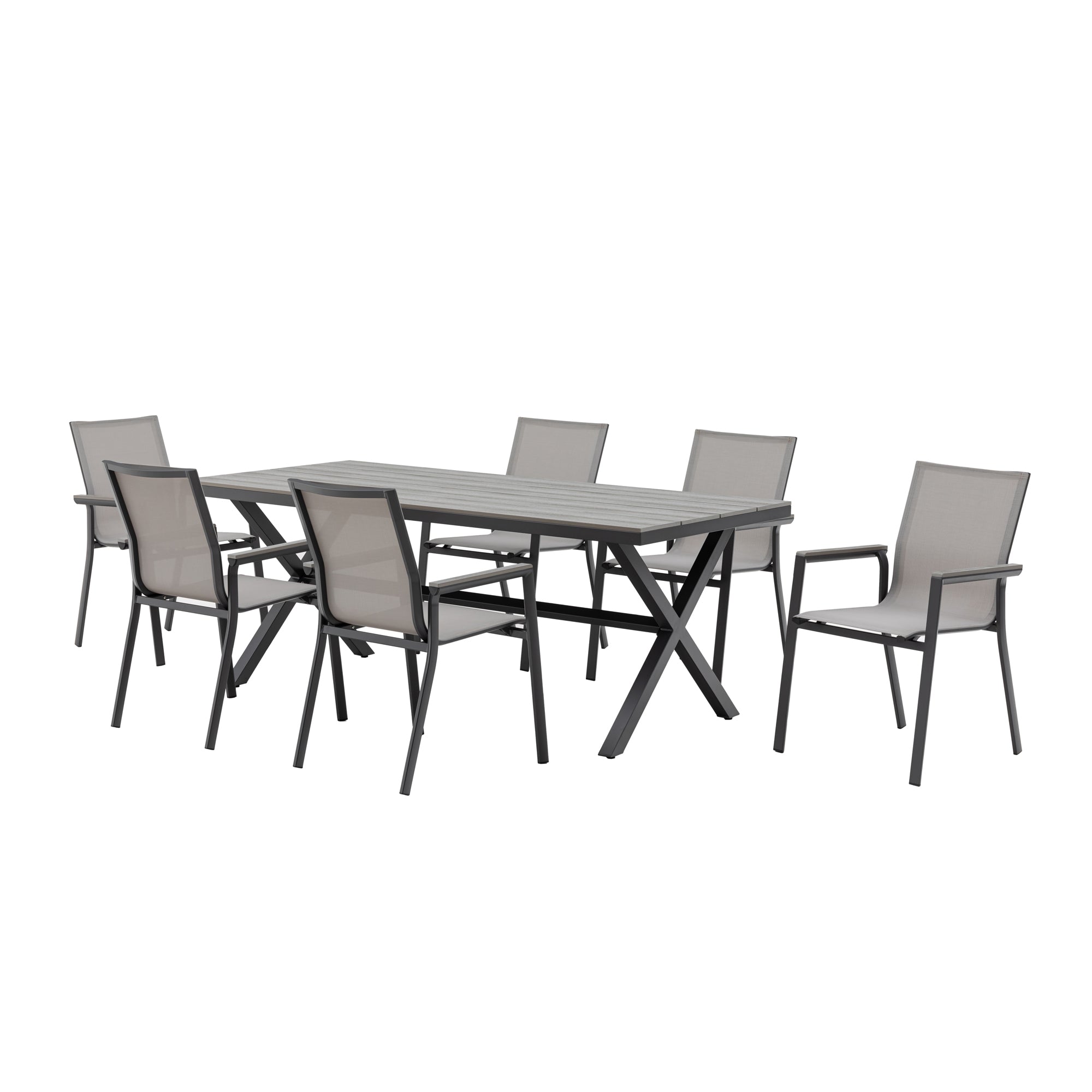 *SO SCHMECKT DER SOMMER!* 7 tlg. Essgruppe Meran shadow grey / Aluminium kombiniert mit Nonwood Royal Grey Look Elementen