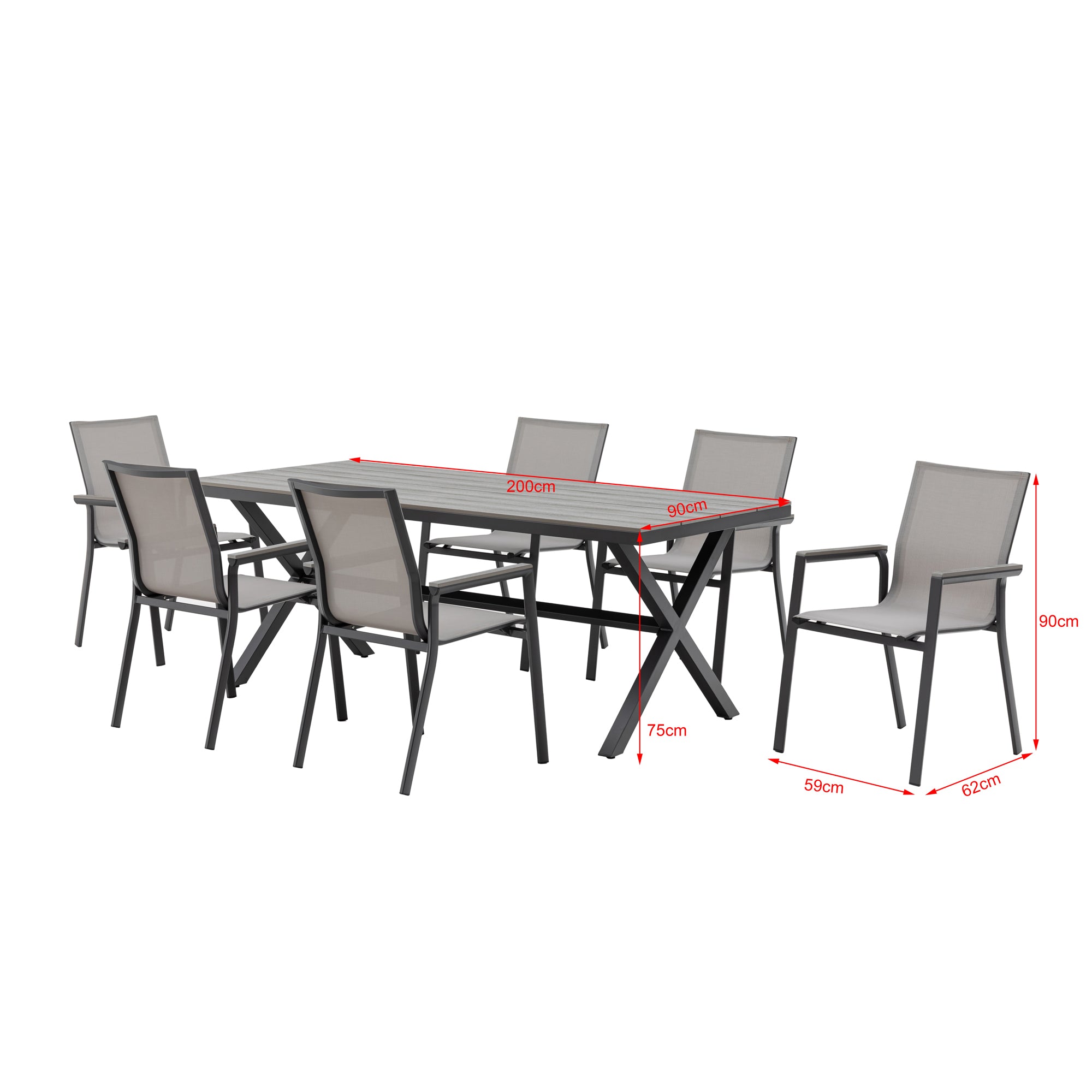*SO SCHMECKT DER SOMMER!* 7 tlg. Essgruppe Meran shadow grey / Aluminium kombiniert mit Nonwood Royal Grey Look Elementen