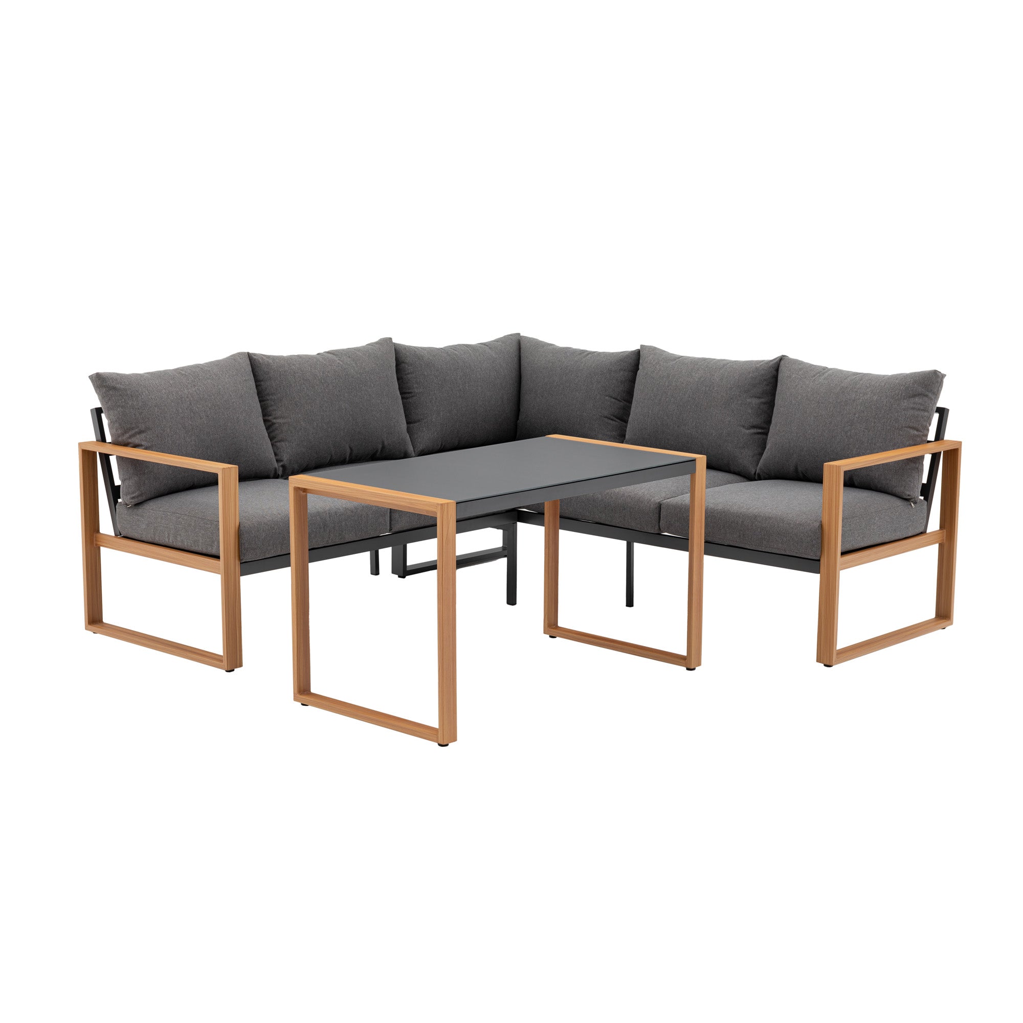 *** Outdoor-Highlight zum Jahresstart *** Moderne Aluminium Eck Lounge Luzern in edler Teak-Holzoptik