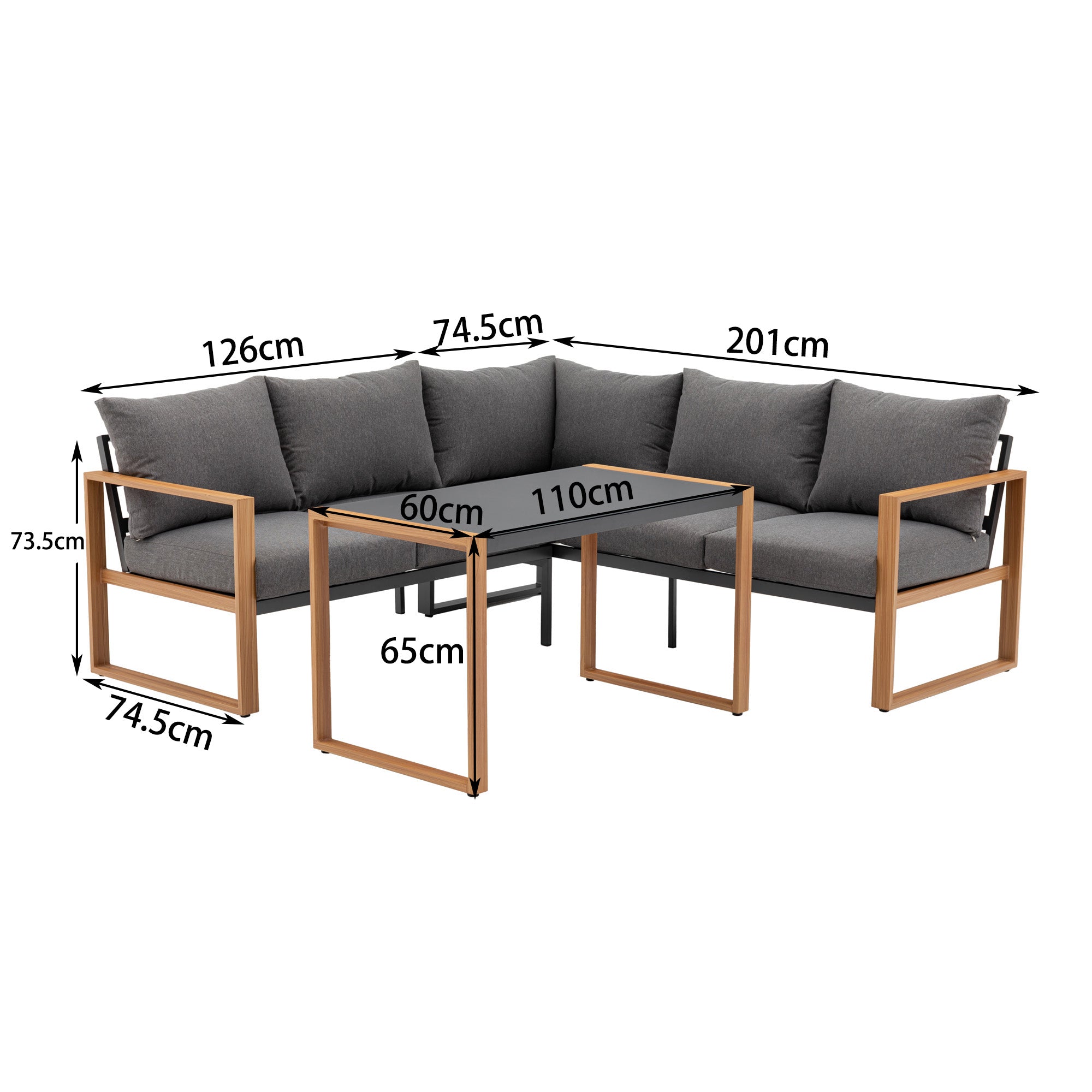 Moderne Aluminium Eck Lounge Luzern in Holzoptik / Ideal zum Speisen