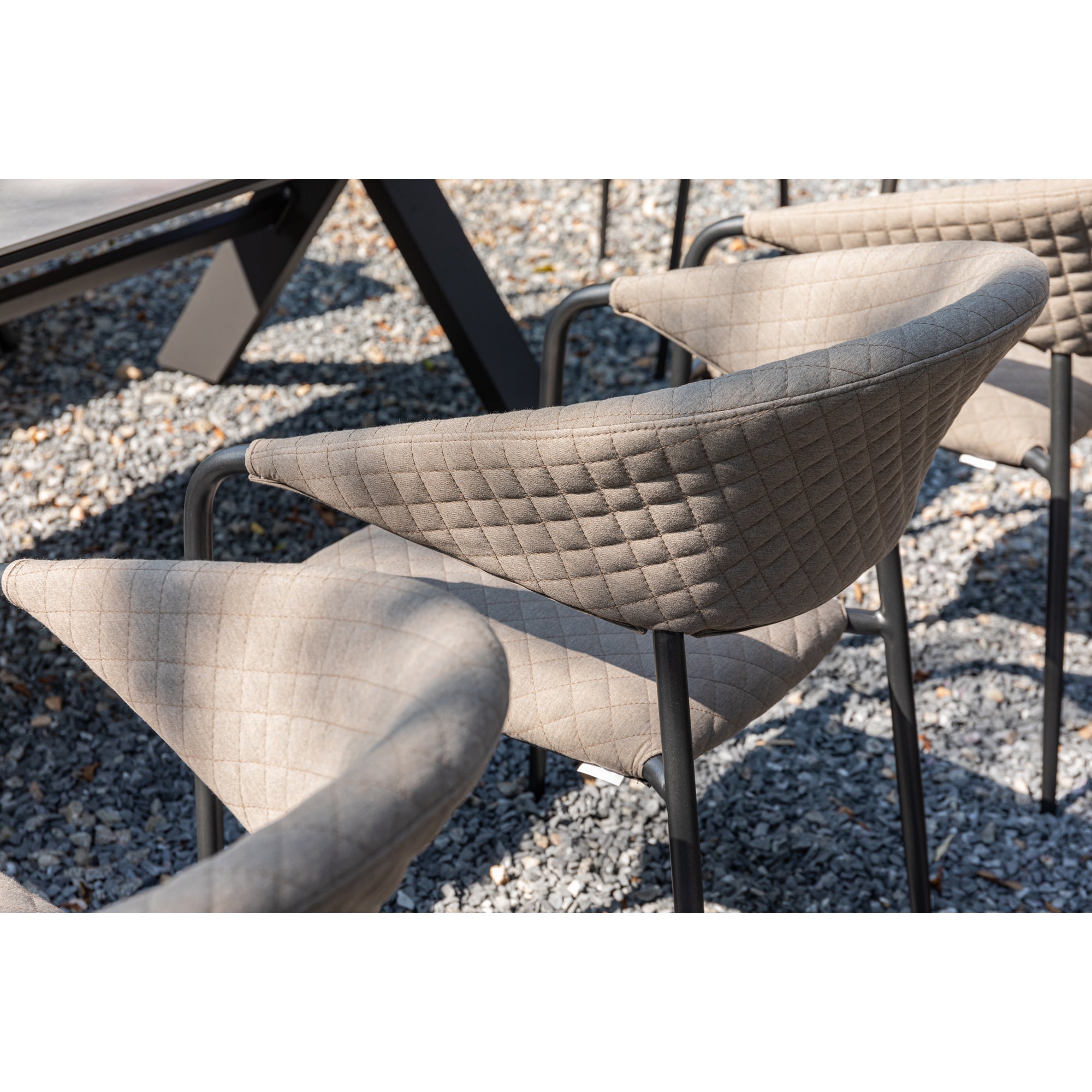 7 tlg. Outdoor Dining Set Puro + Avantage, 100% wetterfest dank LIKA-TEX® Bezug Sand (Natur)