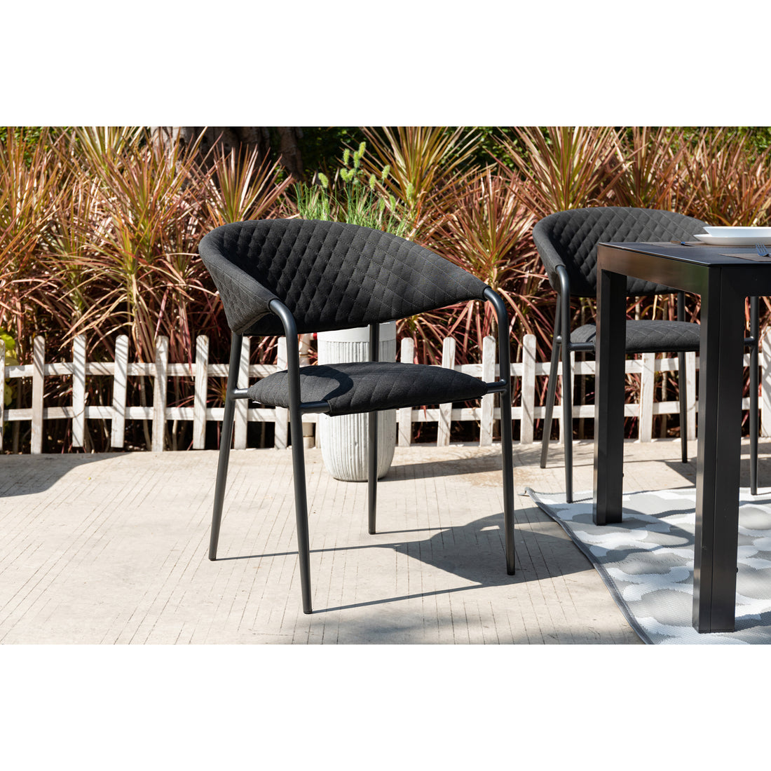 PURE PREMIUM! 7 tlg Dining Set Puro + Luna Tisch XXL - bestehend aus: Tisch Luna Stellar + 6 x Stapelsessel 100% wetterfest LIKA-TEX® Bezug Lava