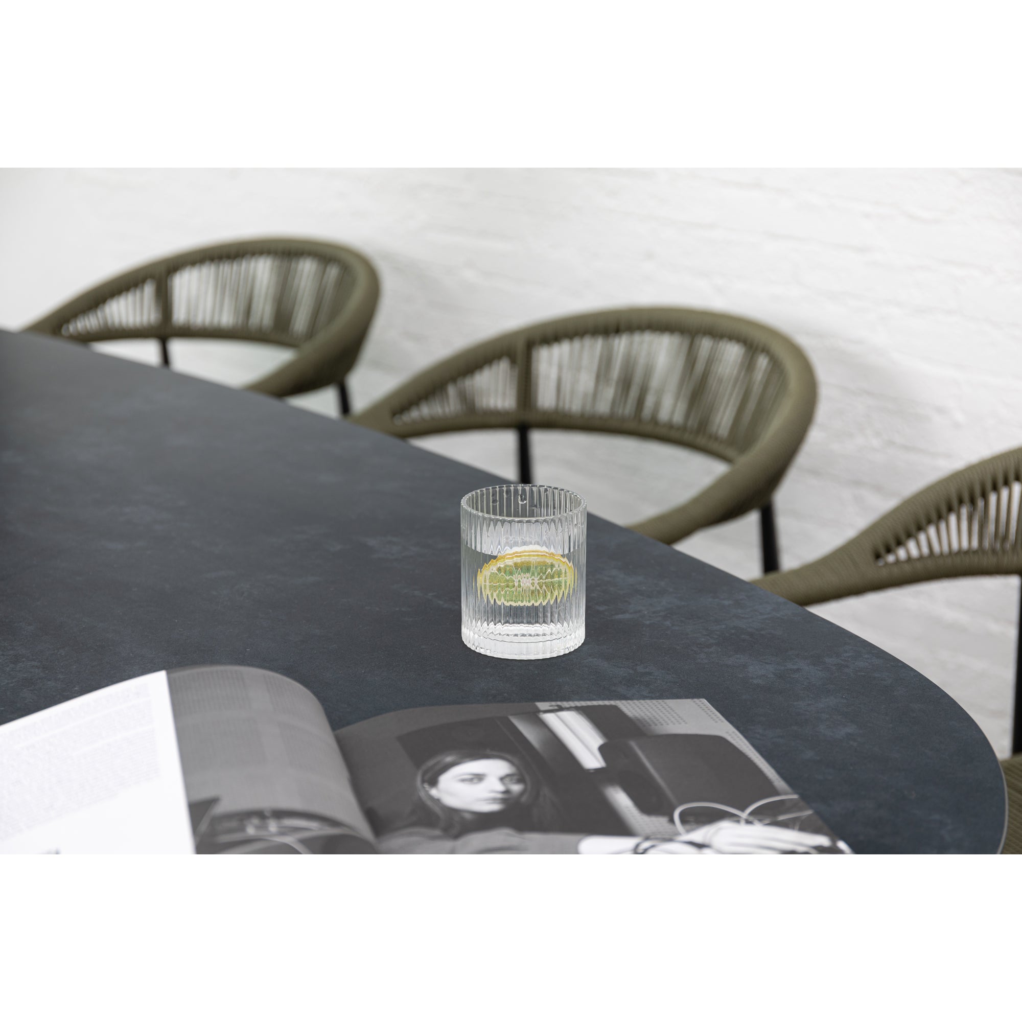 9 tlg. Aluminium / Polyrope Cord Dining Set Luis in grün inkl. Dining Tisch Puro
