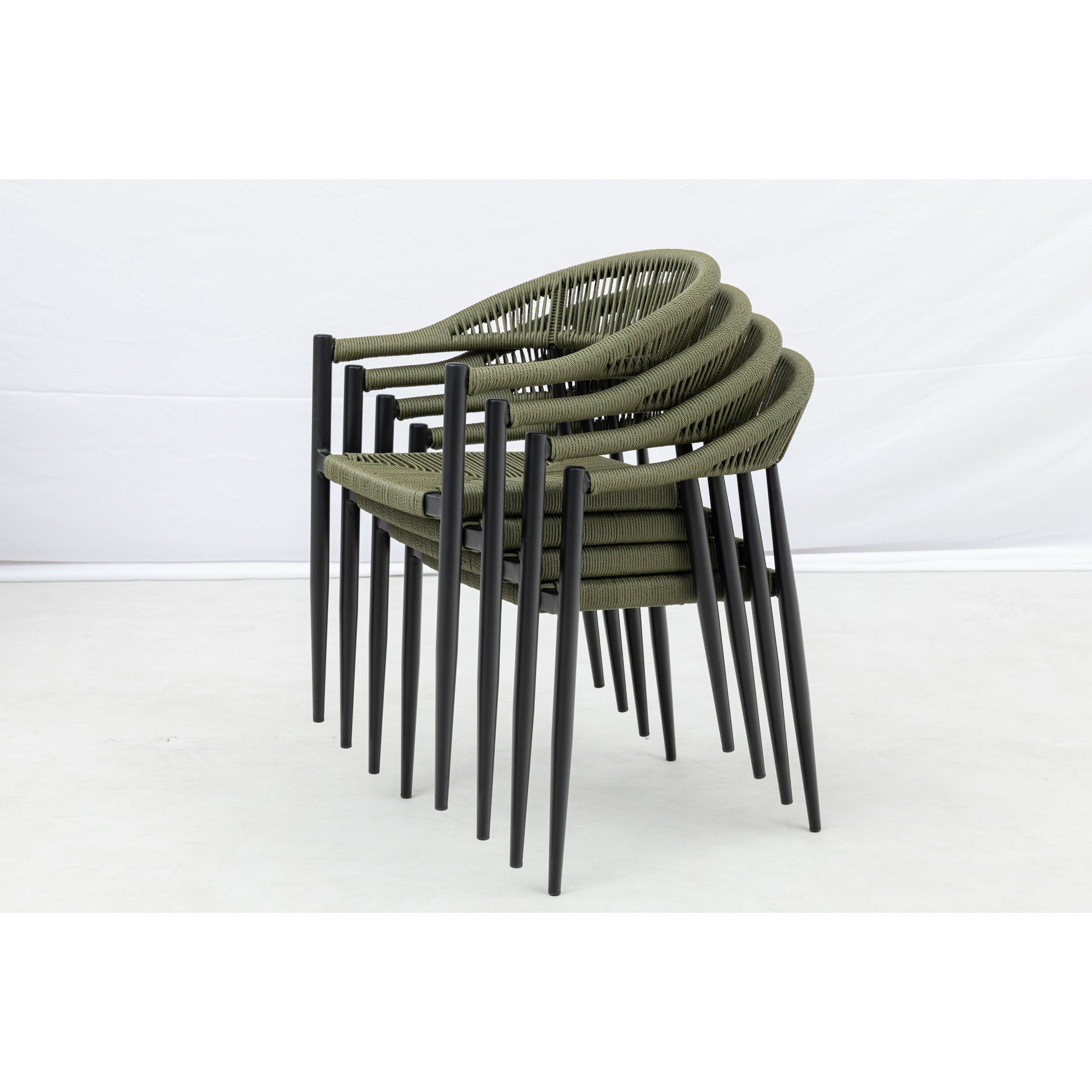 9 tlg. Aluminium / Polyrope Cord Dining Set Luis in grün inkl. Dining Tisch Puro