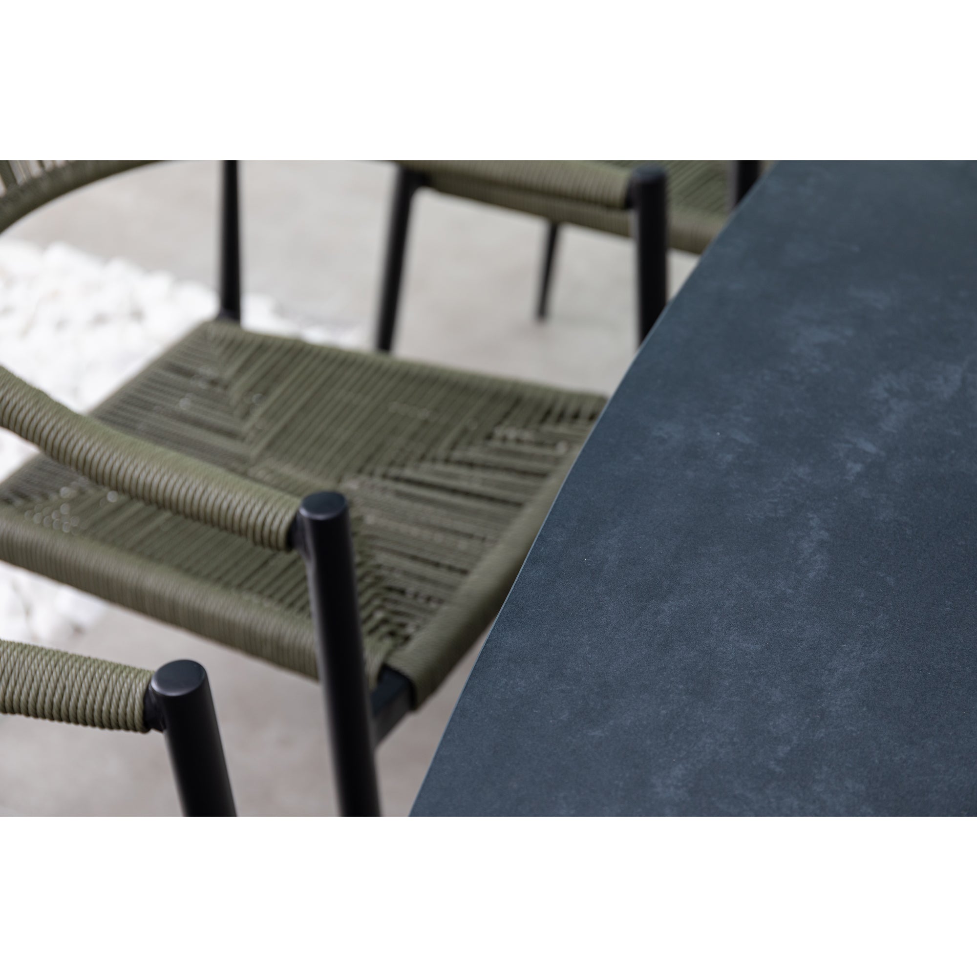 9 tlg. Aluminium / Polyrope Cord Dining Set Luis in grün inkl. Dining Tisch Puro