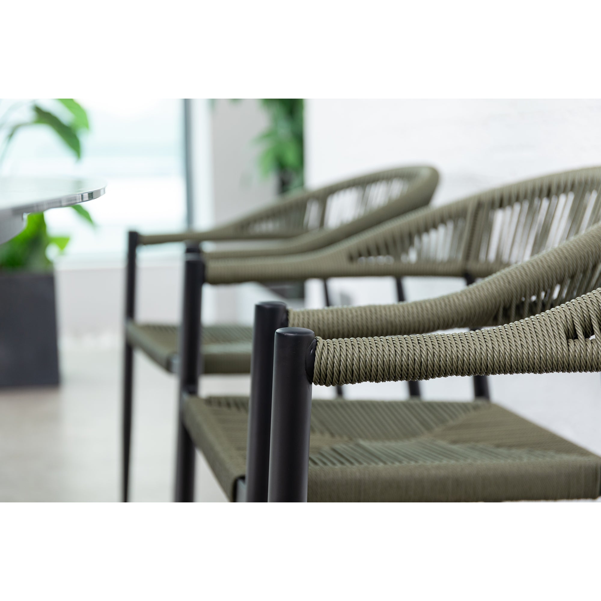 9 tlg. Aluminium / Polyrope Cord Dining Set Luis in grün inkl. Dining Tisch Puro