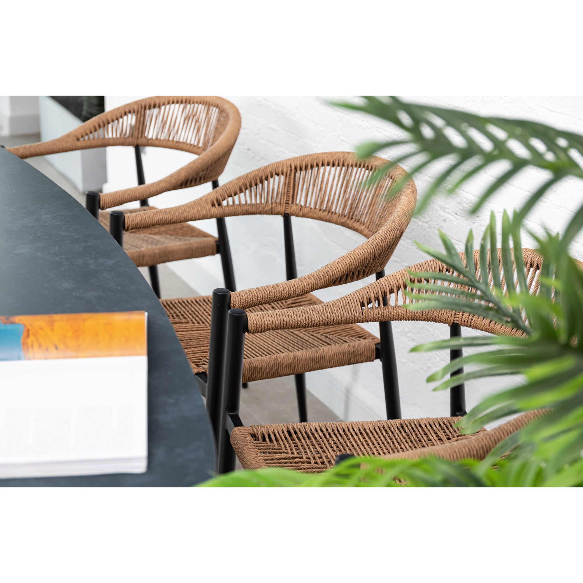 9 tlg. Aluminium / Polyrope Cord Dining Set Luis in natur inkl. Dining Tisch Puro