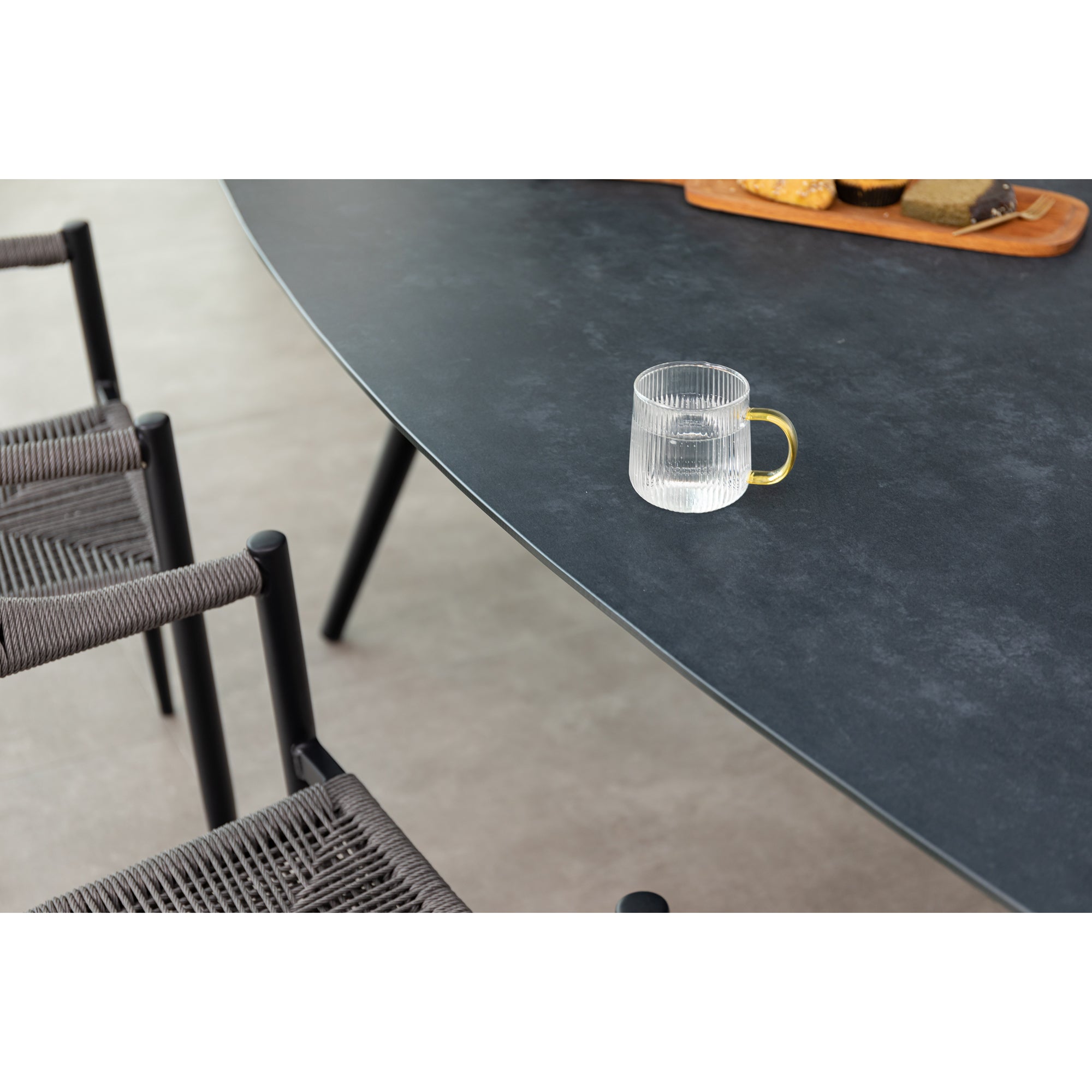 9 tlg. Aluminium / Polyrope Cord Dining Set Luis in grau inkl. Dining Tisch Puro
