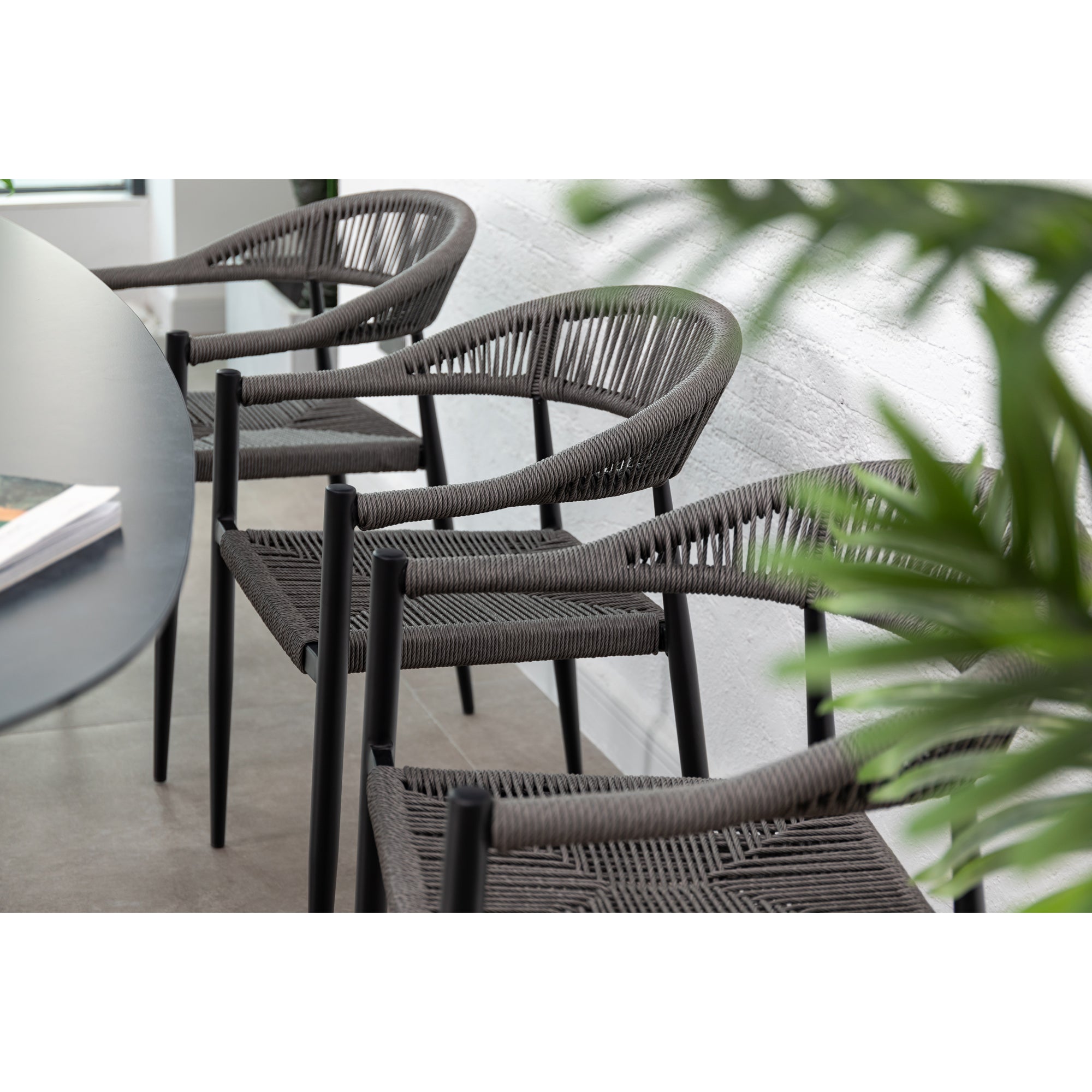 9 tlg. Aluminium / Polyrope Cord Dining Set Luis in grau inkl. Dining Tisch Puro