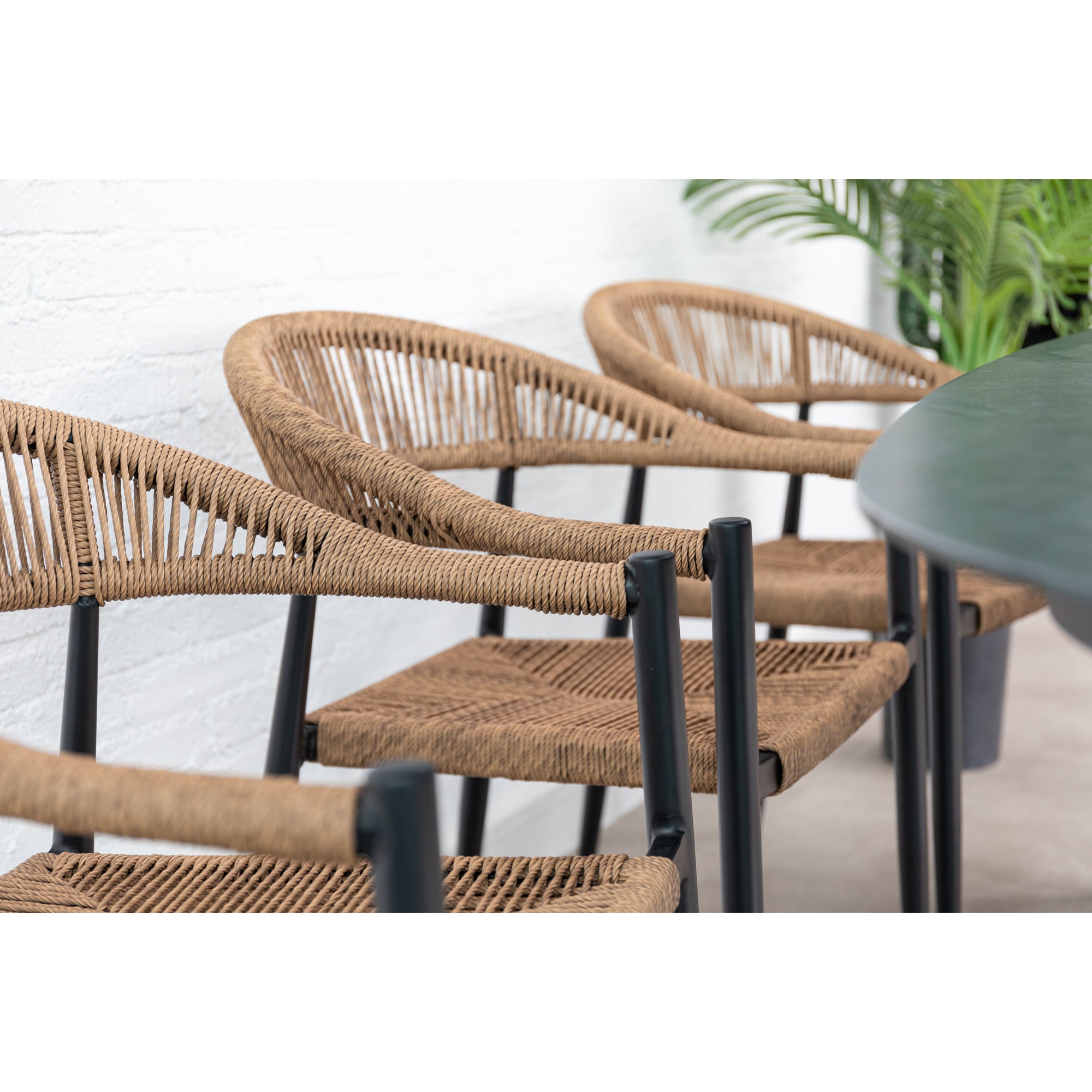 7 tlg. Alu / Polyrope Cord Dining Set Luis in natur inkl. Dining Tisch Puro