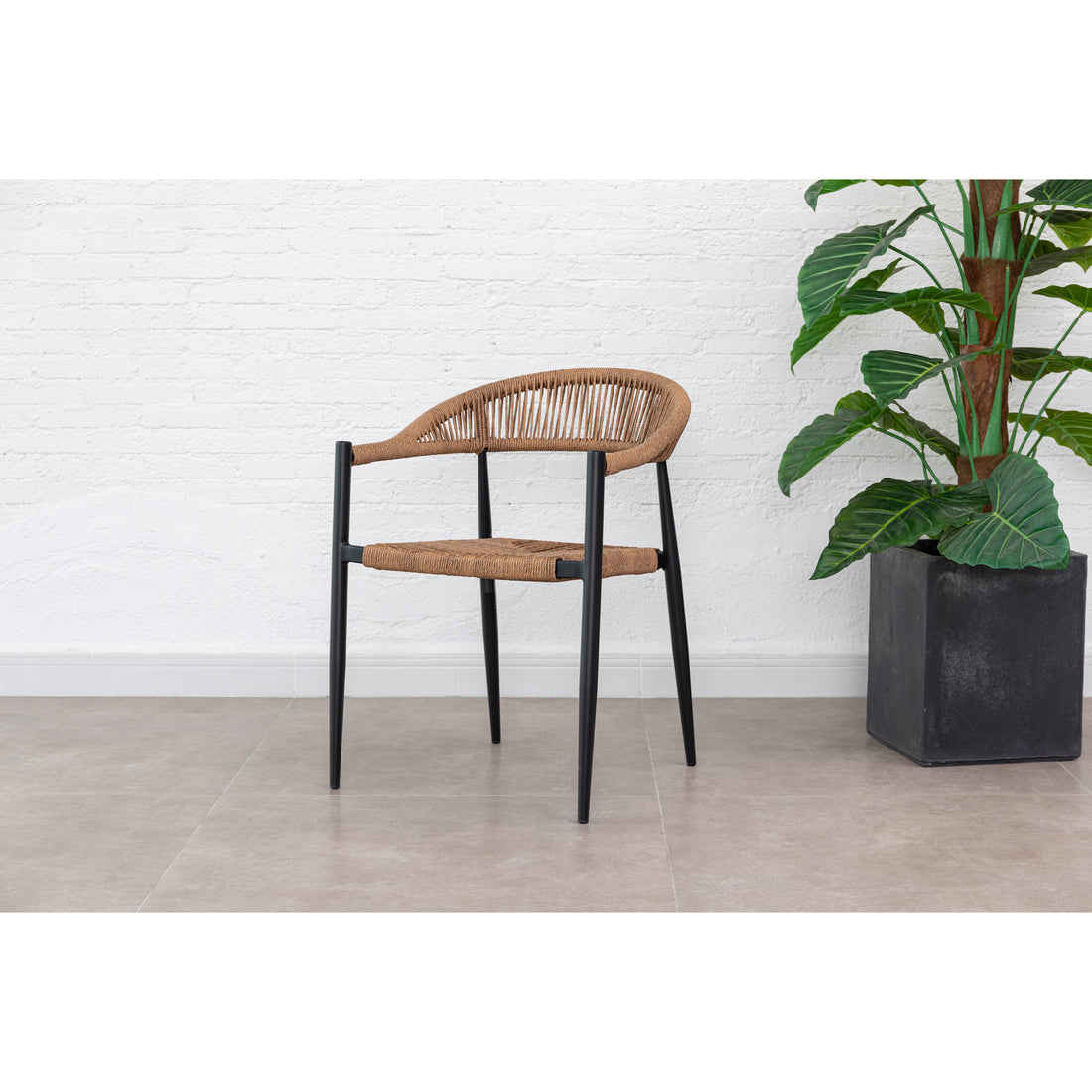 ☀️Summer Deal !☀️ 5 tlg. Alu / Polyrope Cord Essgruppe Luis natur + Luna - bestehend aus: 4x Luis Stapelsessel + Luna Tisch 150x80x74 cm