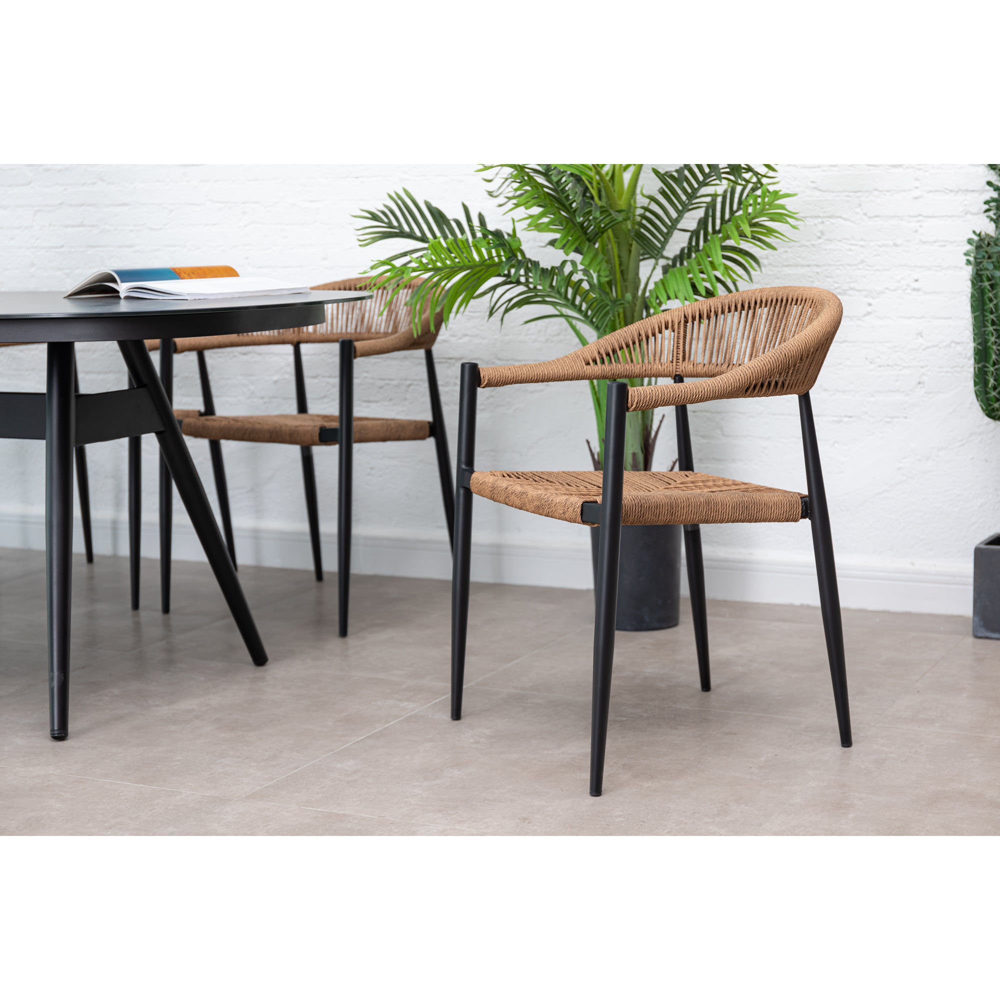 7 tlg. Alu / Polyrope Cord Dining Set Luis in natur inkl. Dining Tisch Puro