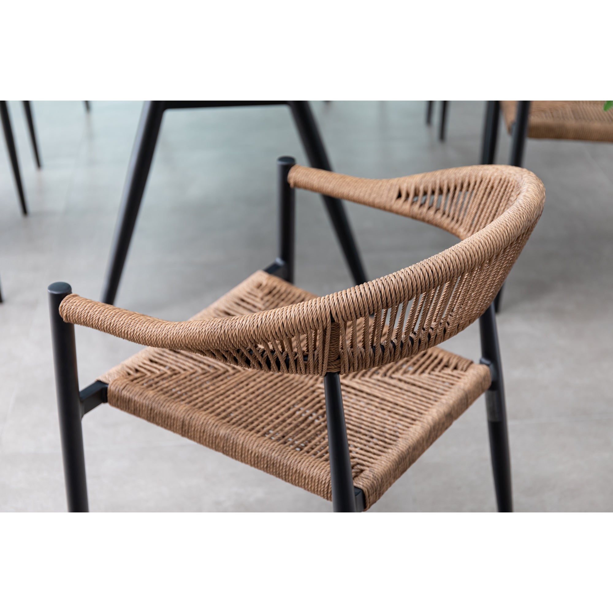 7 tlg. Alu / Polyrope Cord Dining Set Luis in natur inkl. Dining Tisch Puro