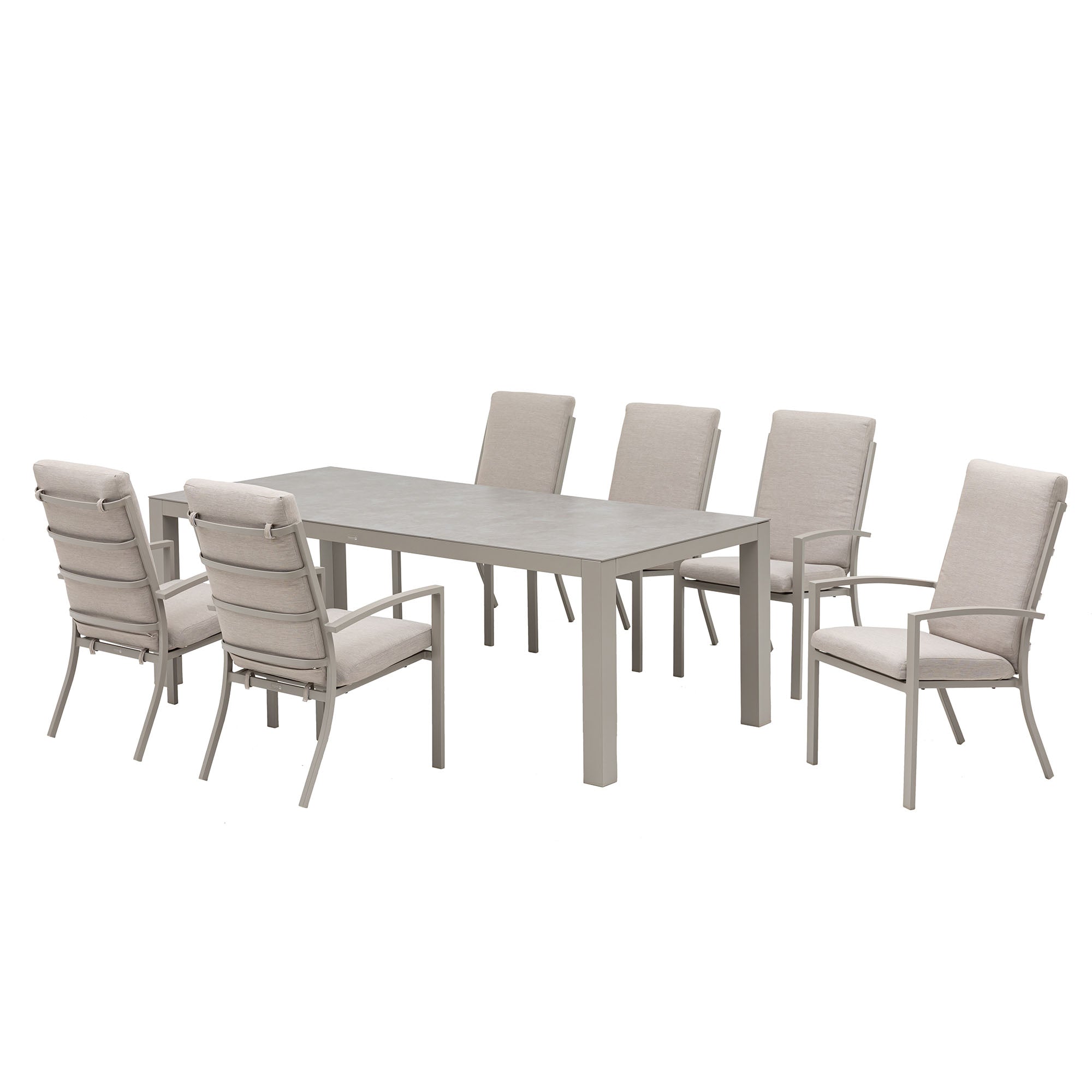 Premium Alu Dining Set Neapel inkl. Madri Sintered Stone Tischplatte 220x100cm
