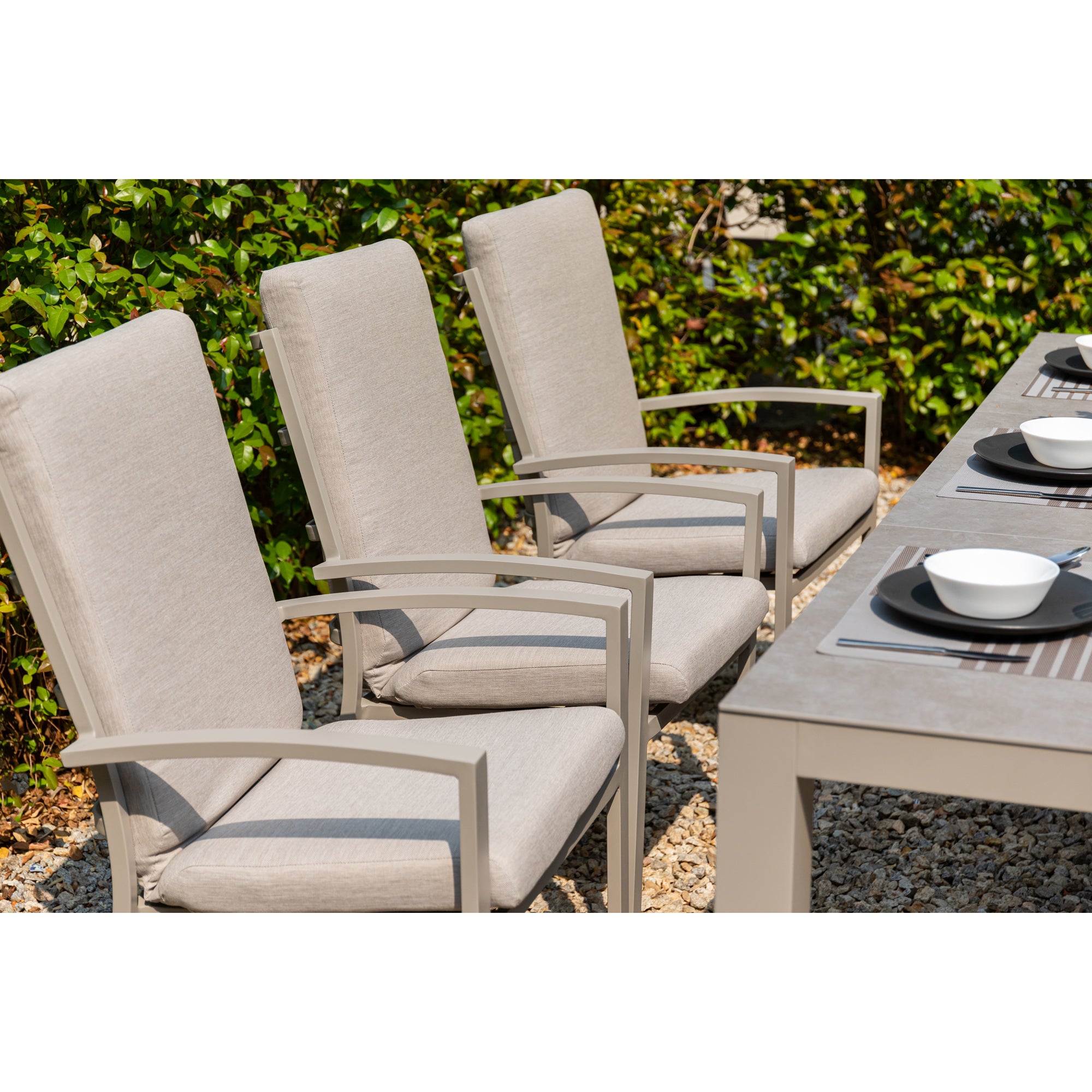 Premium Alu Dining Set Neapel inkl. Madri Sintered Stone Tischplatte 220x100cm
