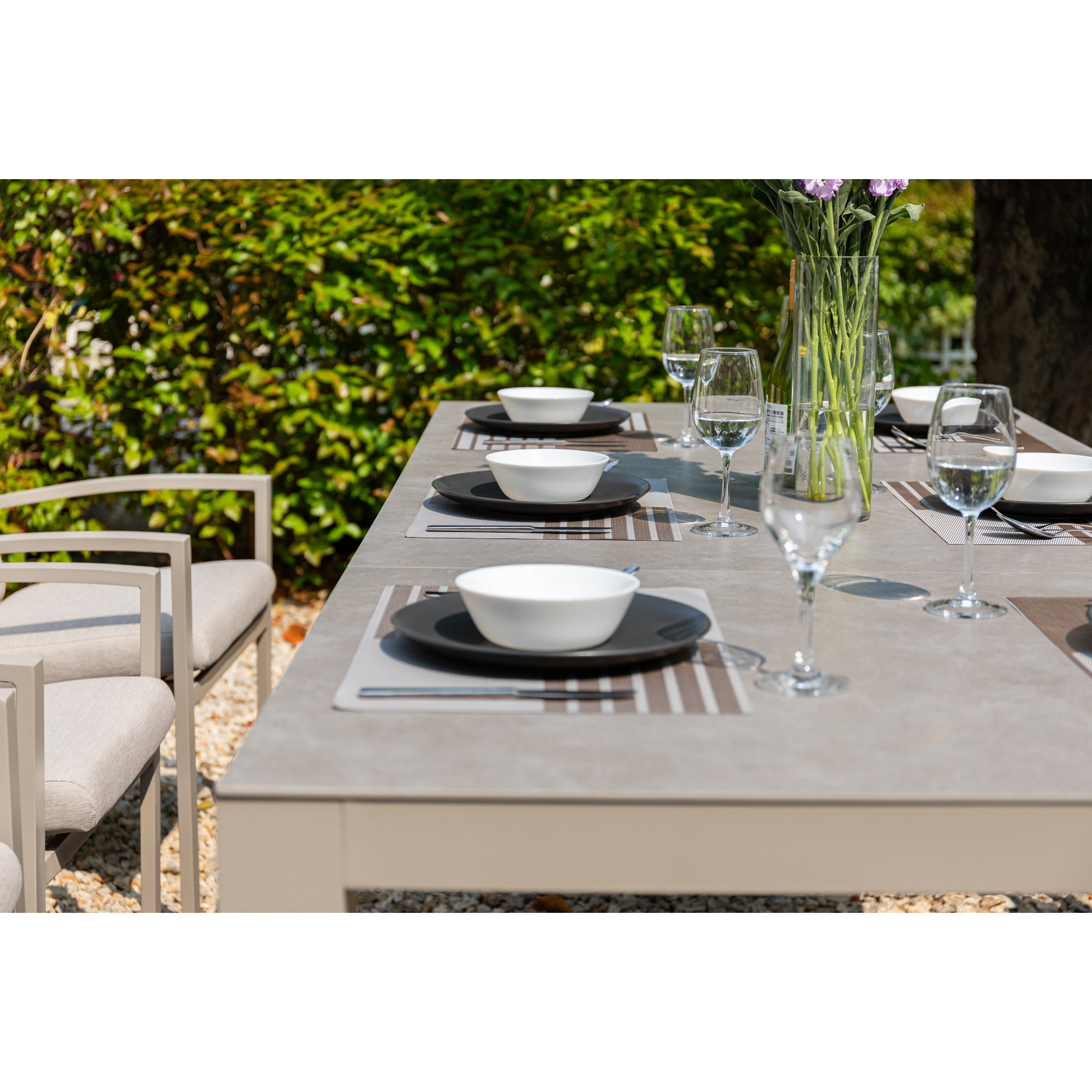 Premium Alu Dining Set Neapel inkl. Madri Sintered Stone Tischplatte 220x100cm