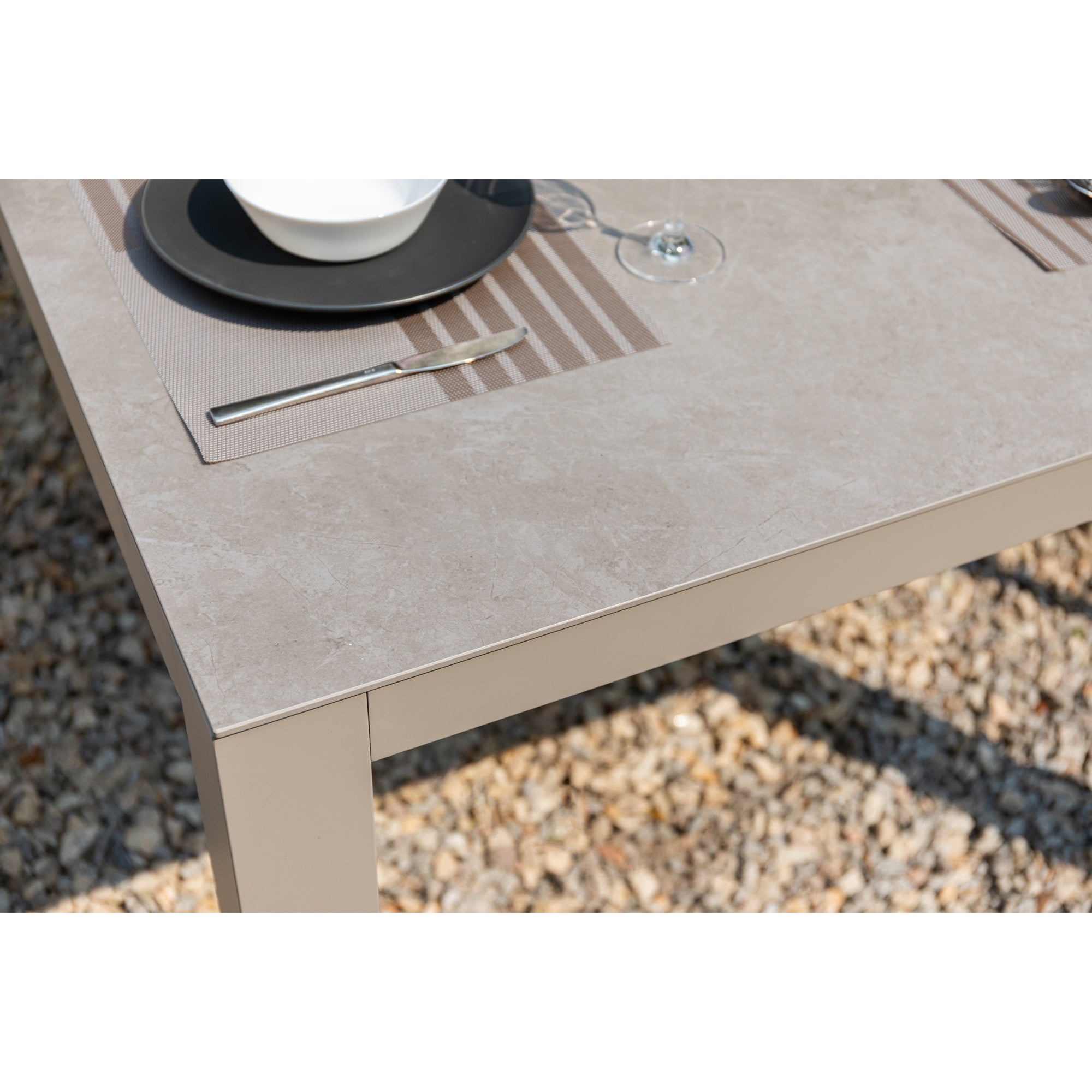 Premium Alu Dining Set Neapel inkl. Madri Sintered Stone Tischplatte 220x100cm