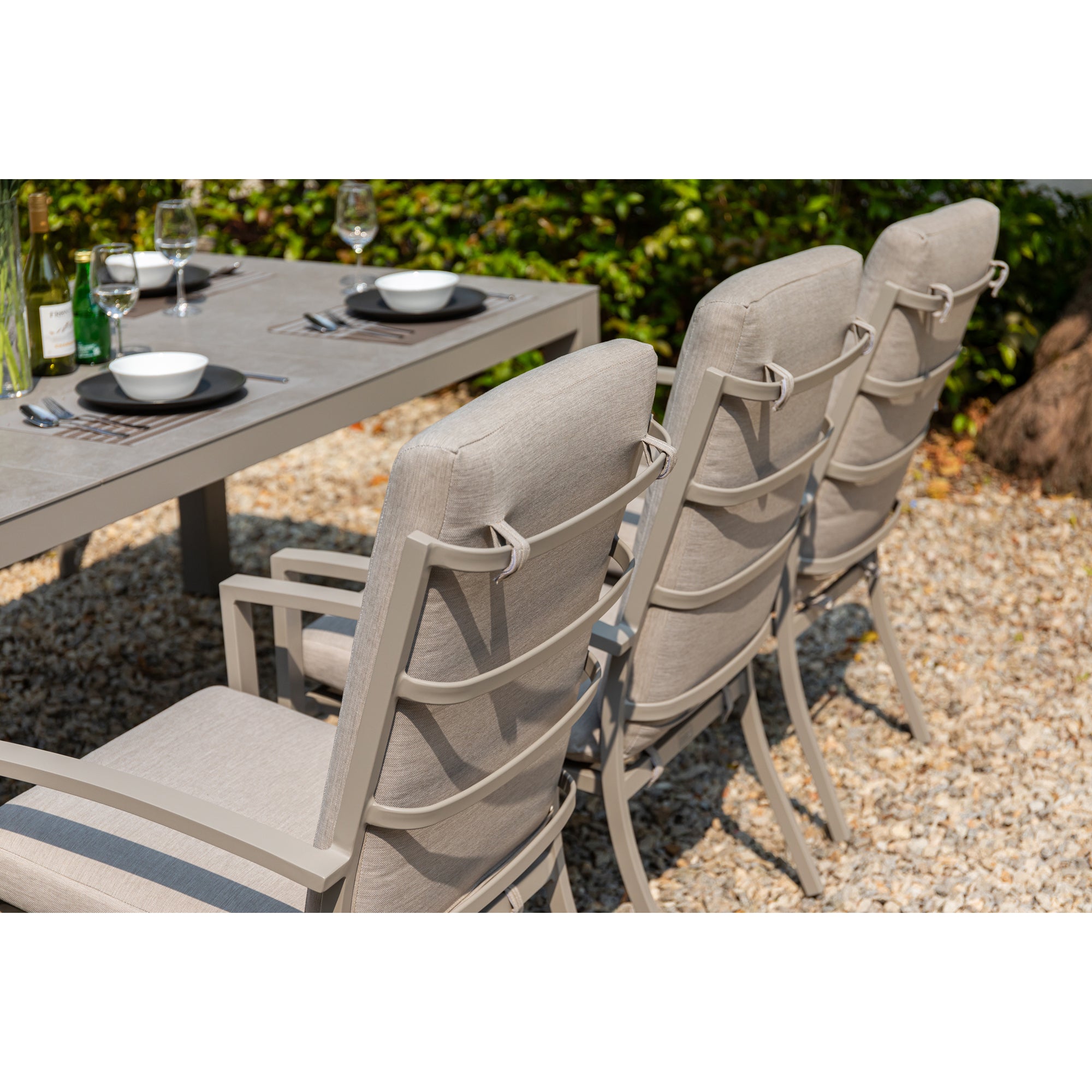 Premium Alu Dining Set Neapel inkl. Madri Sintered Stone Tischplatte 220x100cm