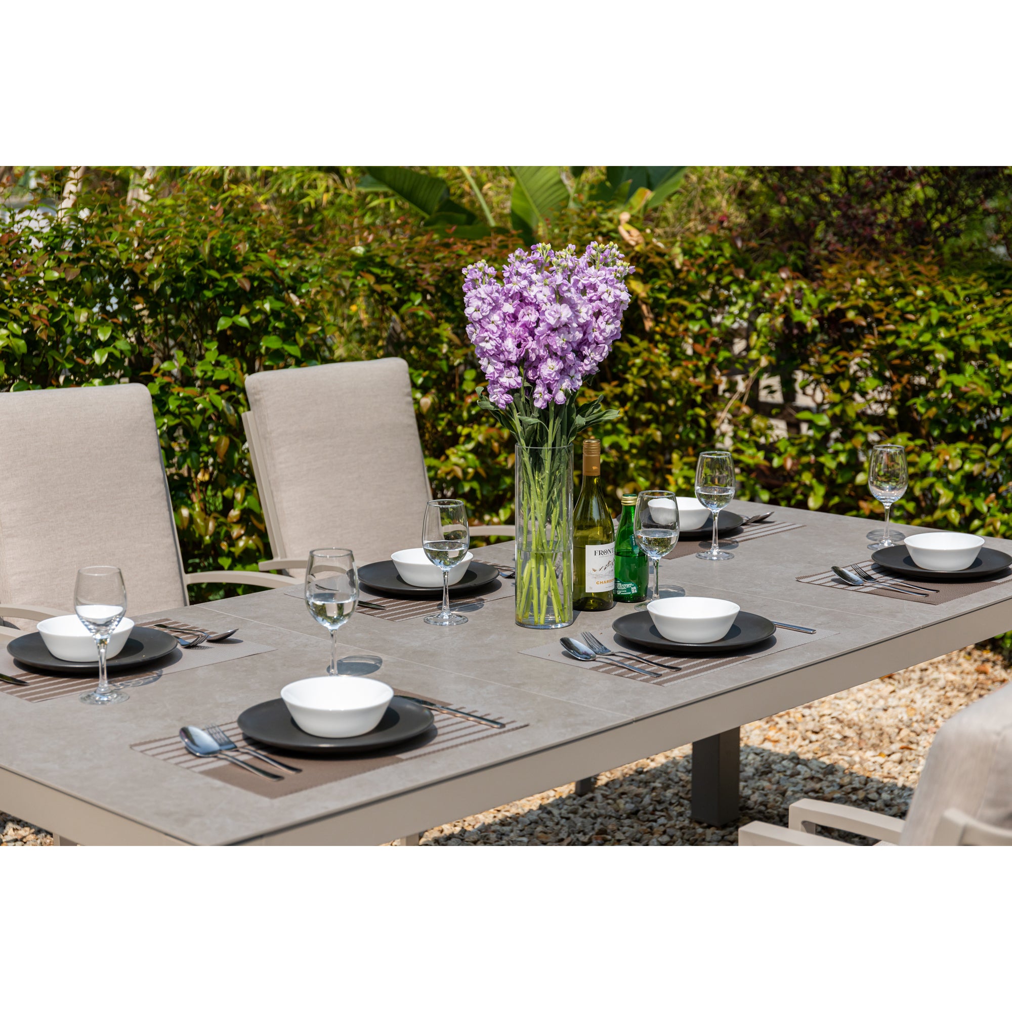 Premium Alu Dining Set Neapel inkl. Madri Sintered Stone Tischplatte 220x100cm