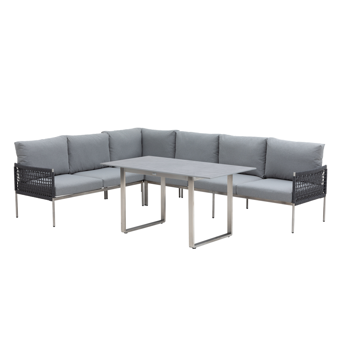 Premium Gartenmöbel Set Edelstahl / Rope Dining Eck Lounge Set Vogue