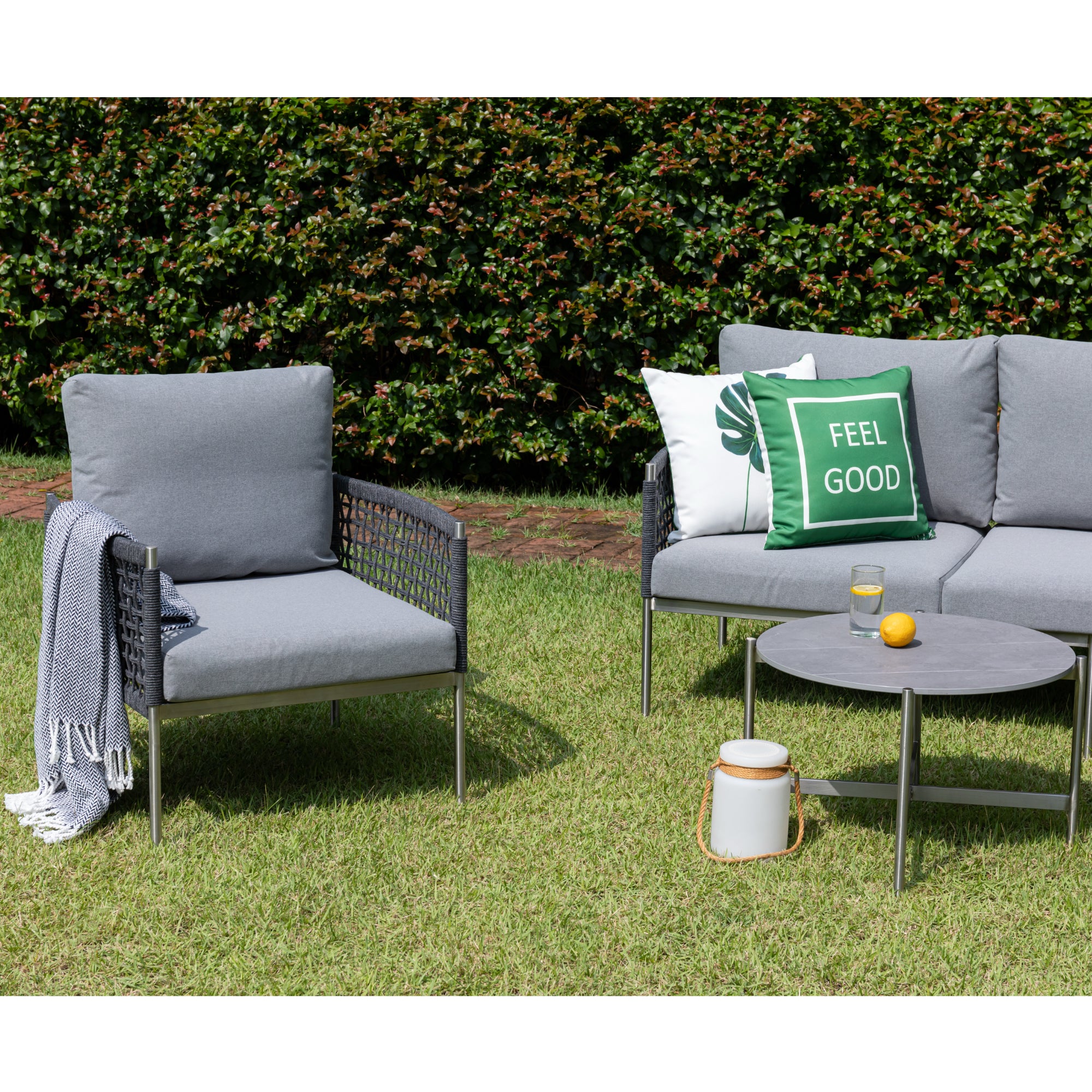 Premium Gartenmöbel Set Edelstahl / Rope Lounge Set Vogue