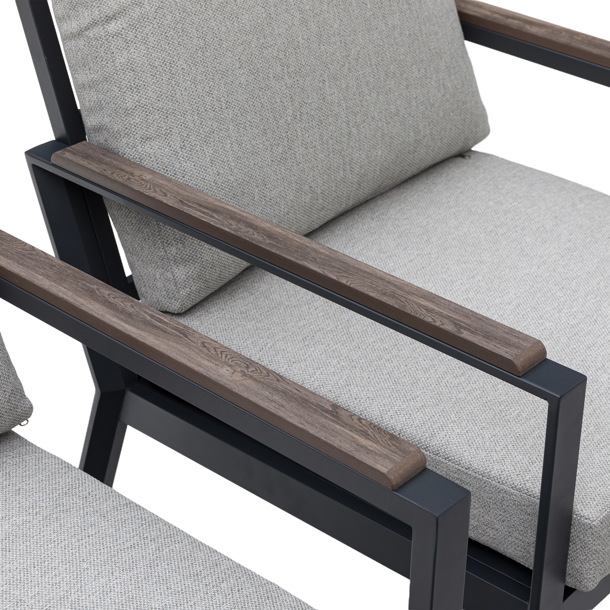 XL Aluminium / Nonwood Dining Lounge Set Royal Oak anthrazit / natur grau