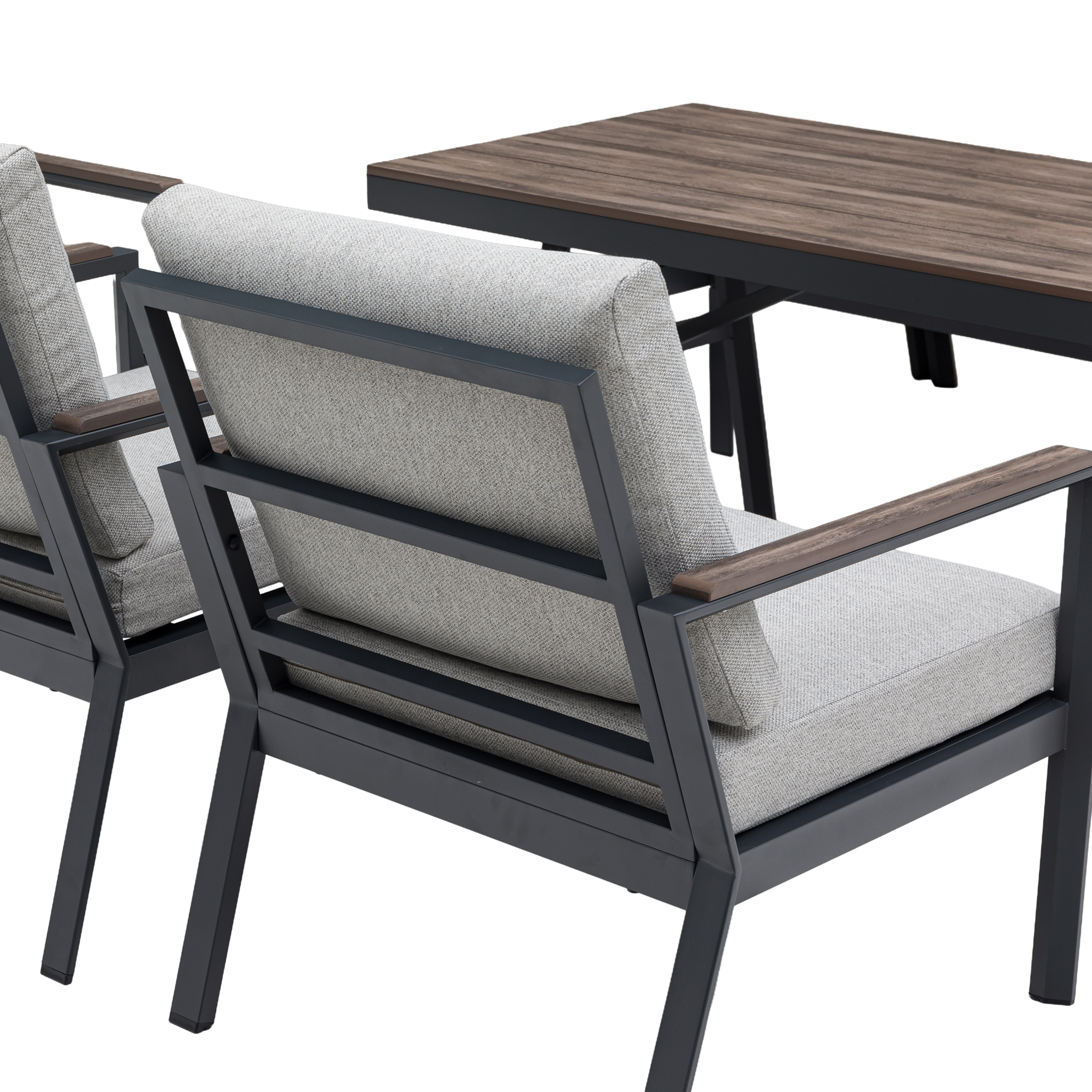 XL Aluminium / Nonwood Dining Lounge Set Royal Oak anthrazit / natur grau