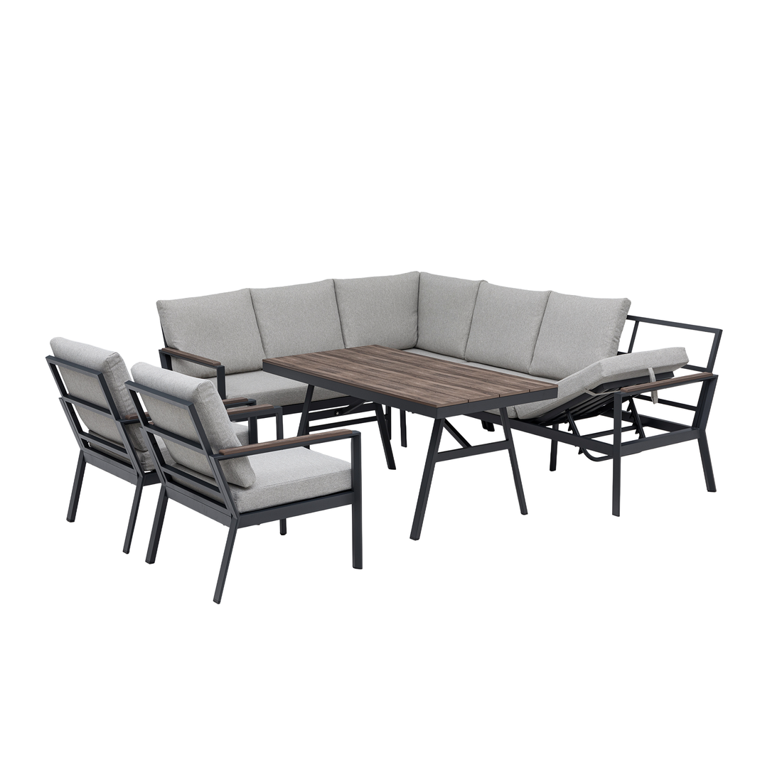 🌼 FRÜHLINGS-ANGEBOT🌼 XL Aluminium / Nonwood Dining Lounge Set Royal Oak anthrazit / natur grau